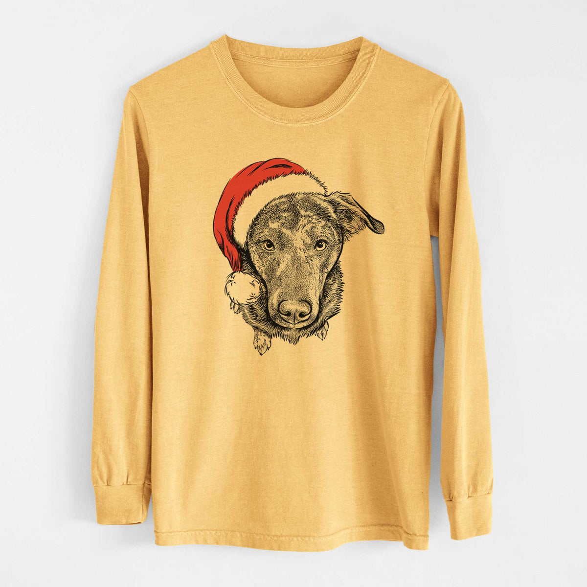 Santa Echo the Pitbull Beagle Mix - Heavyweight 100% Cotton Long Sleeve