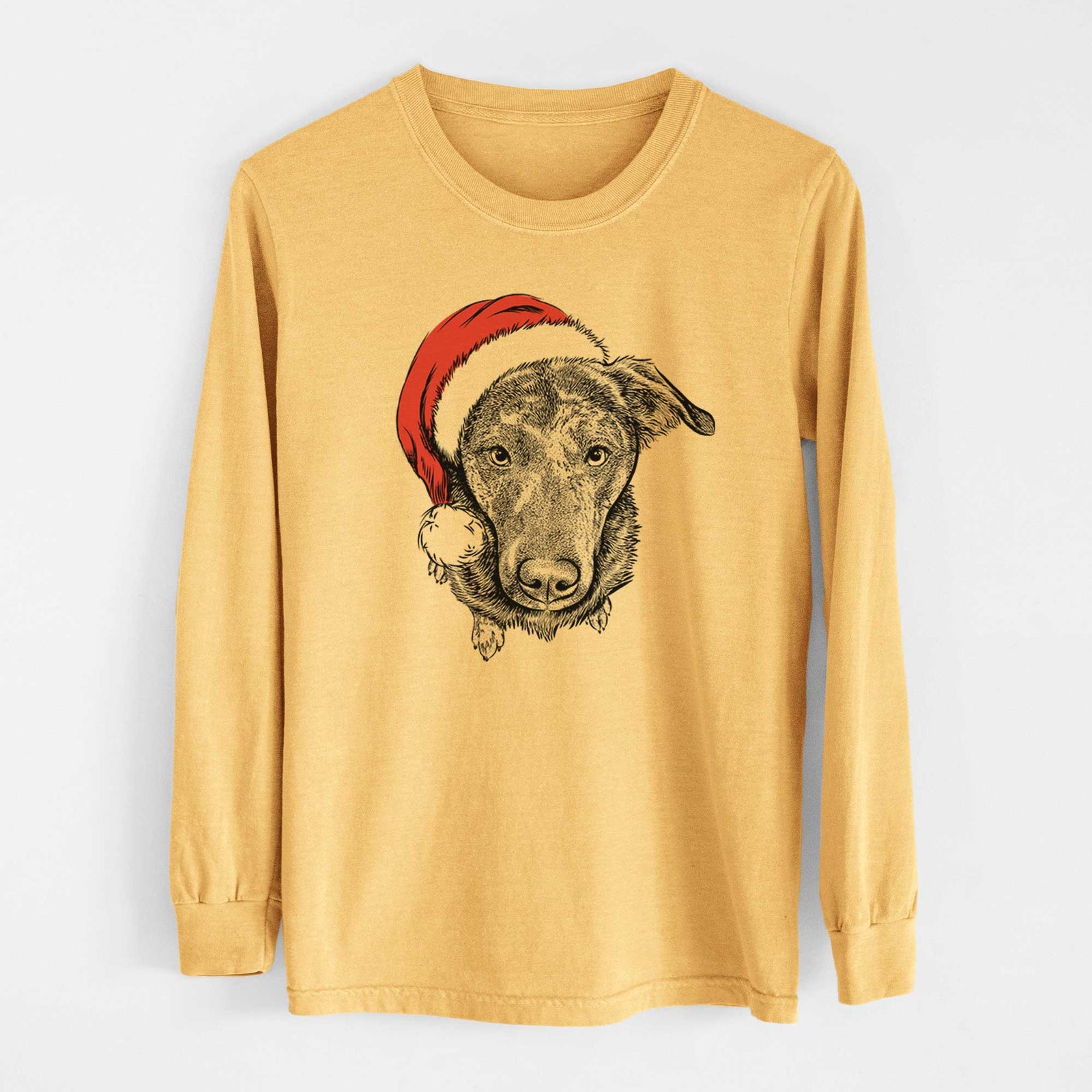 Santa Echo the Pitbull Beagle Mix - Heavyweight 100% Cotton Long Sleeve