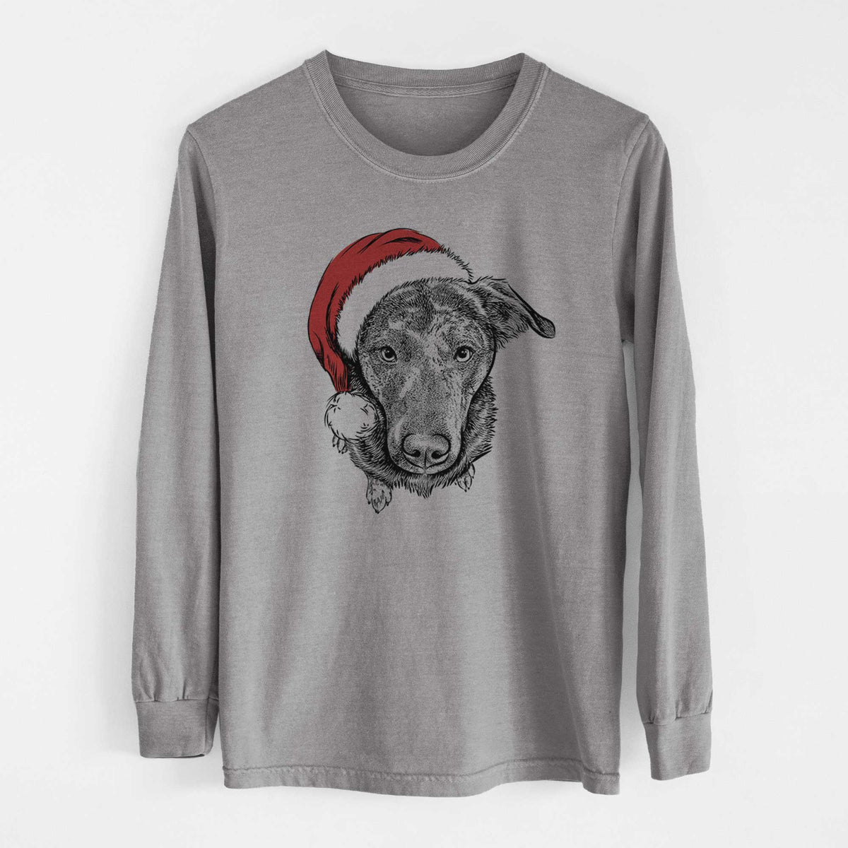 Santa Echo the Pitbull Beagle Mix - Heavyweight 100% Cotton Long Sleeve