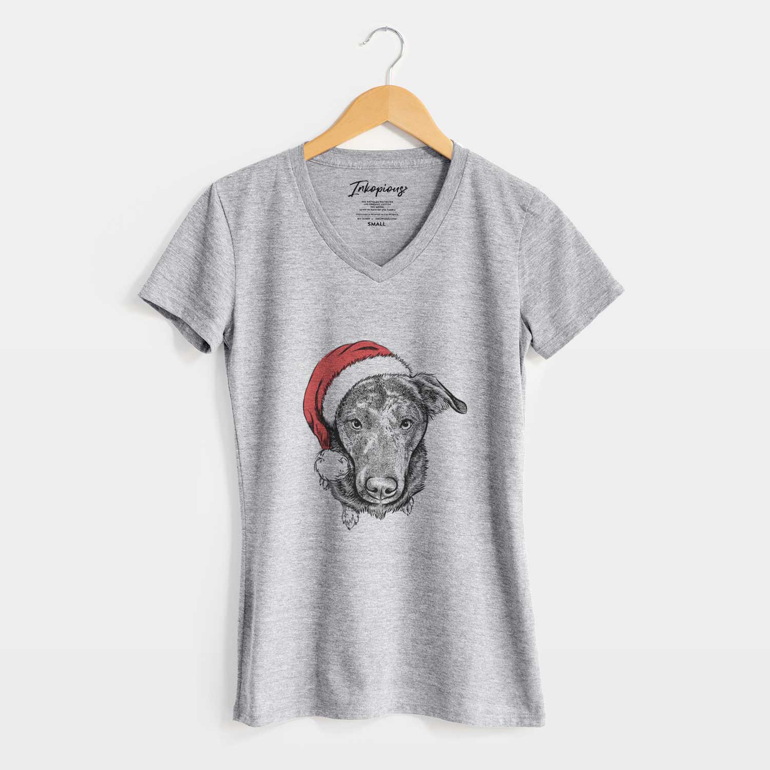 Santa Echo the Pitbull Beagle Mix - Women's V-neck Shirt