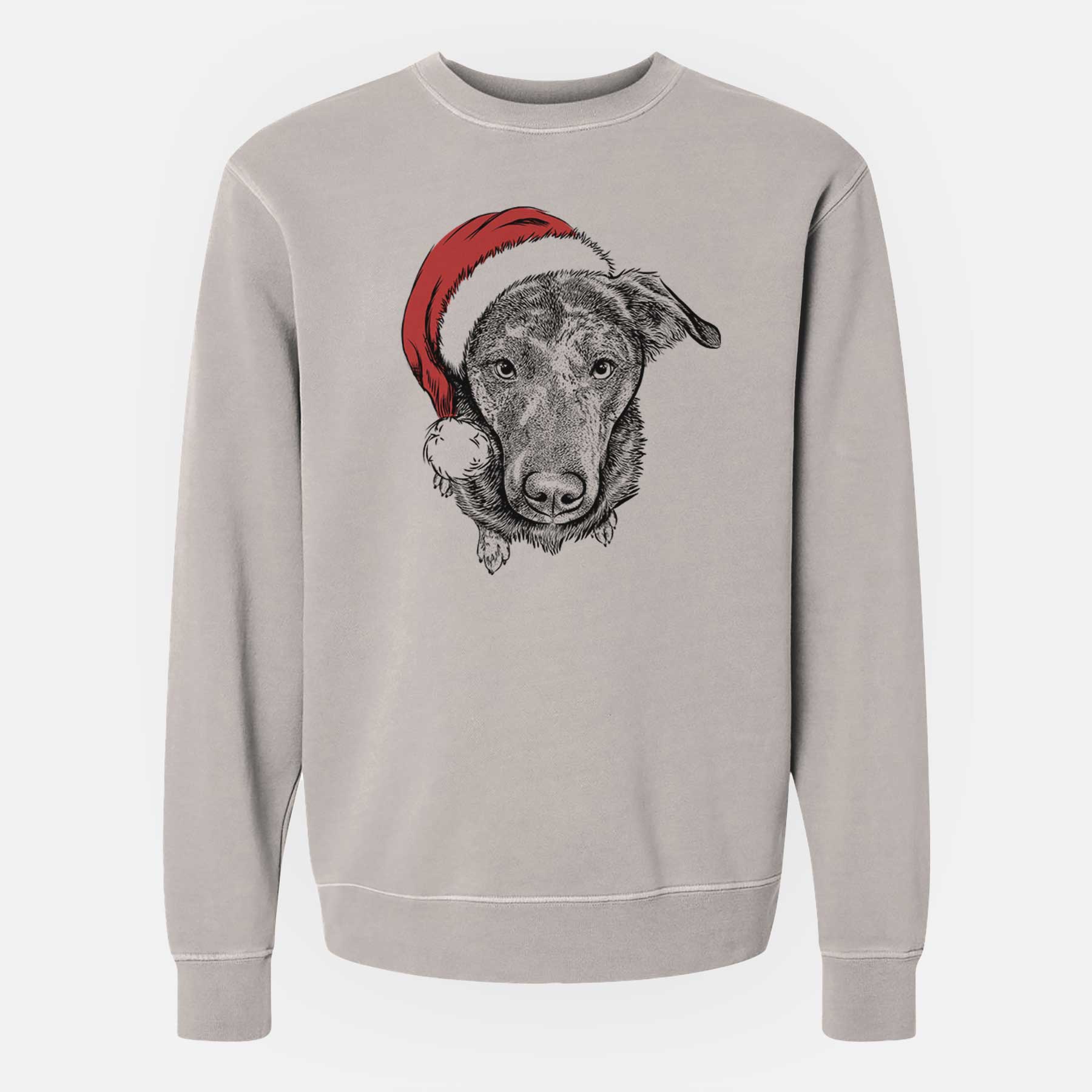 Santa Echo the Pitbull Beagle Mix - Unisex Pigment Dyed Crew Sweatshirt