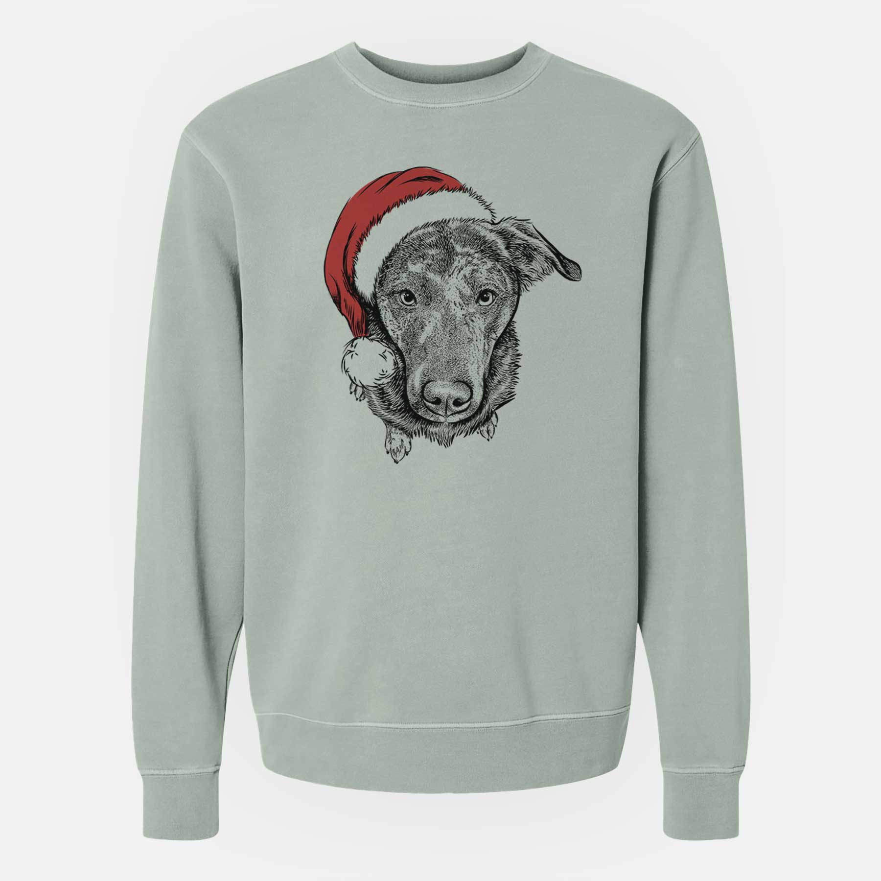 Santa Echo the Pitbull Beagle Mix - Unisex Pigment Dyed Crew Sweatshirt