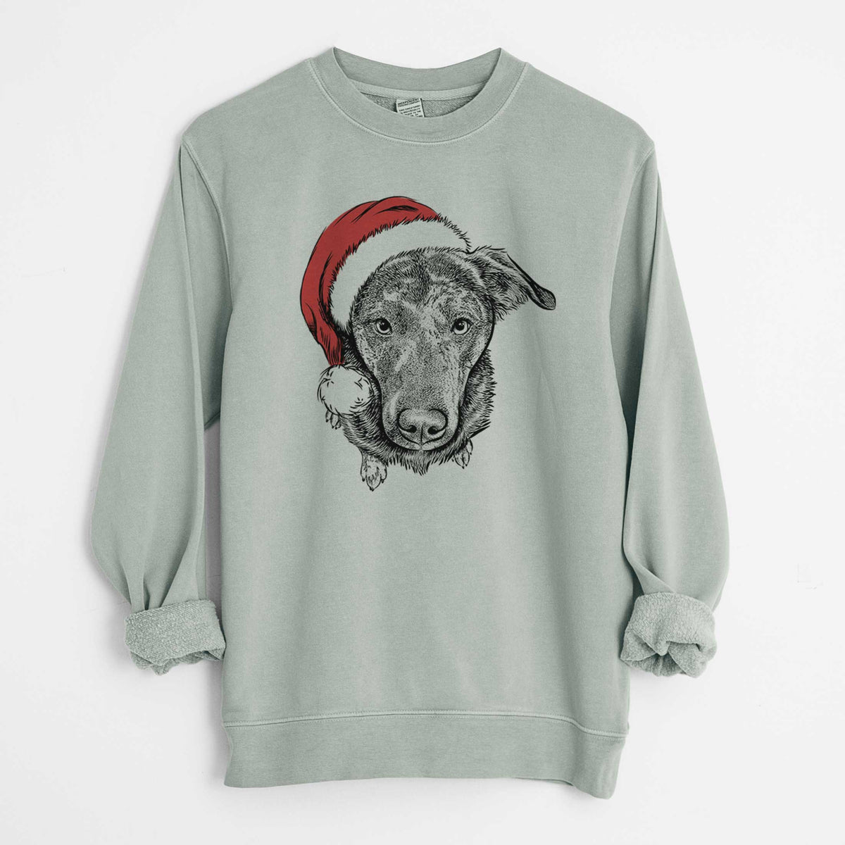 Santa Echo the Pitbull Beagle Mix - Unisex Pigment Dyed Crew Sweatshirt
