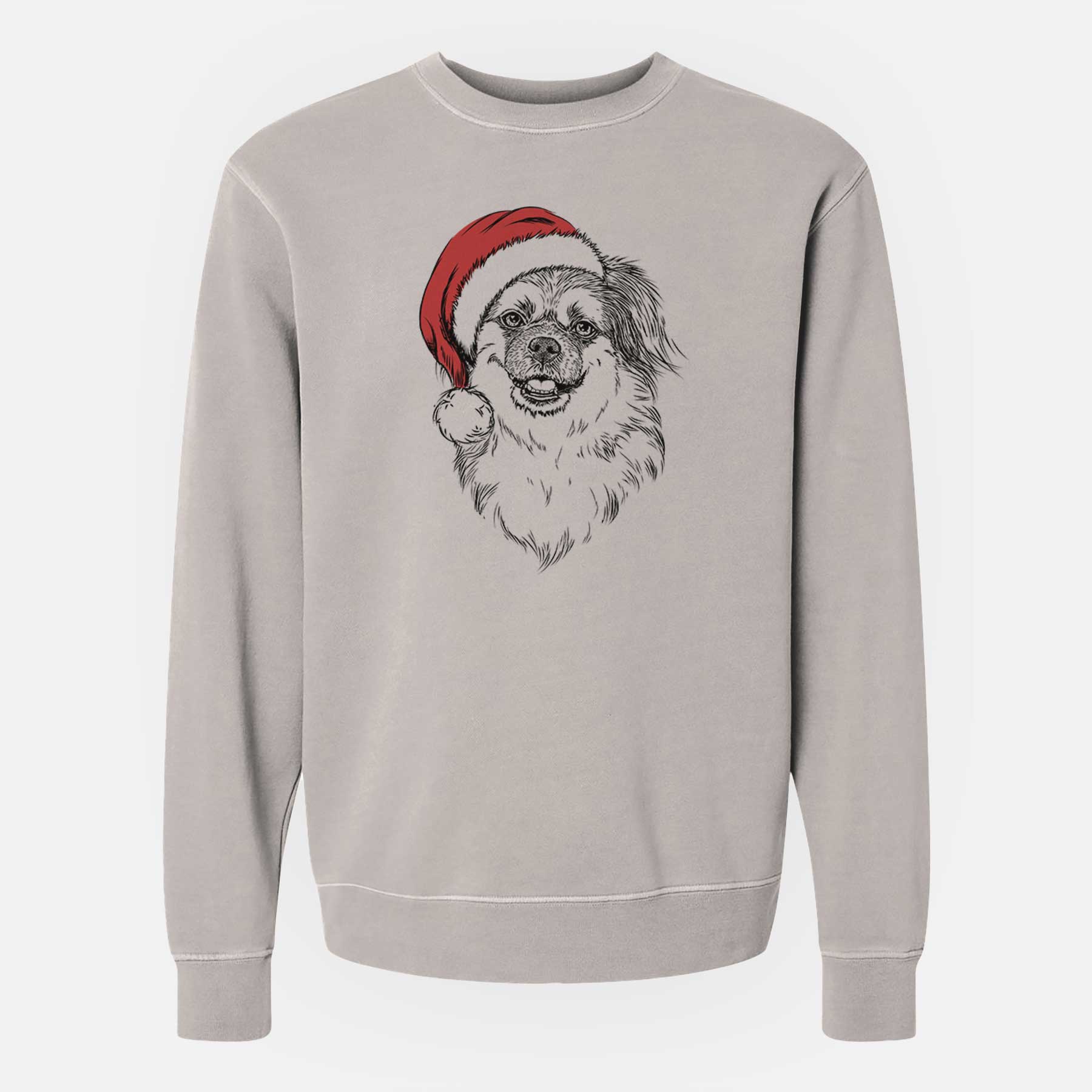 Santa Ed the Tibetan Spaniel - Unisex Pigment Dyed Crew Sweatshirt