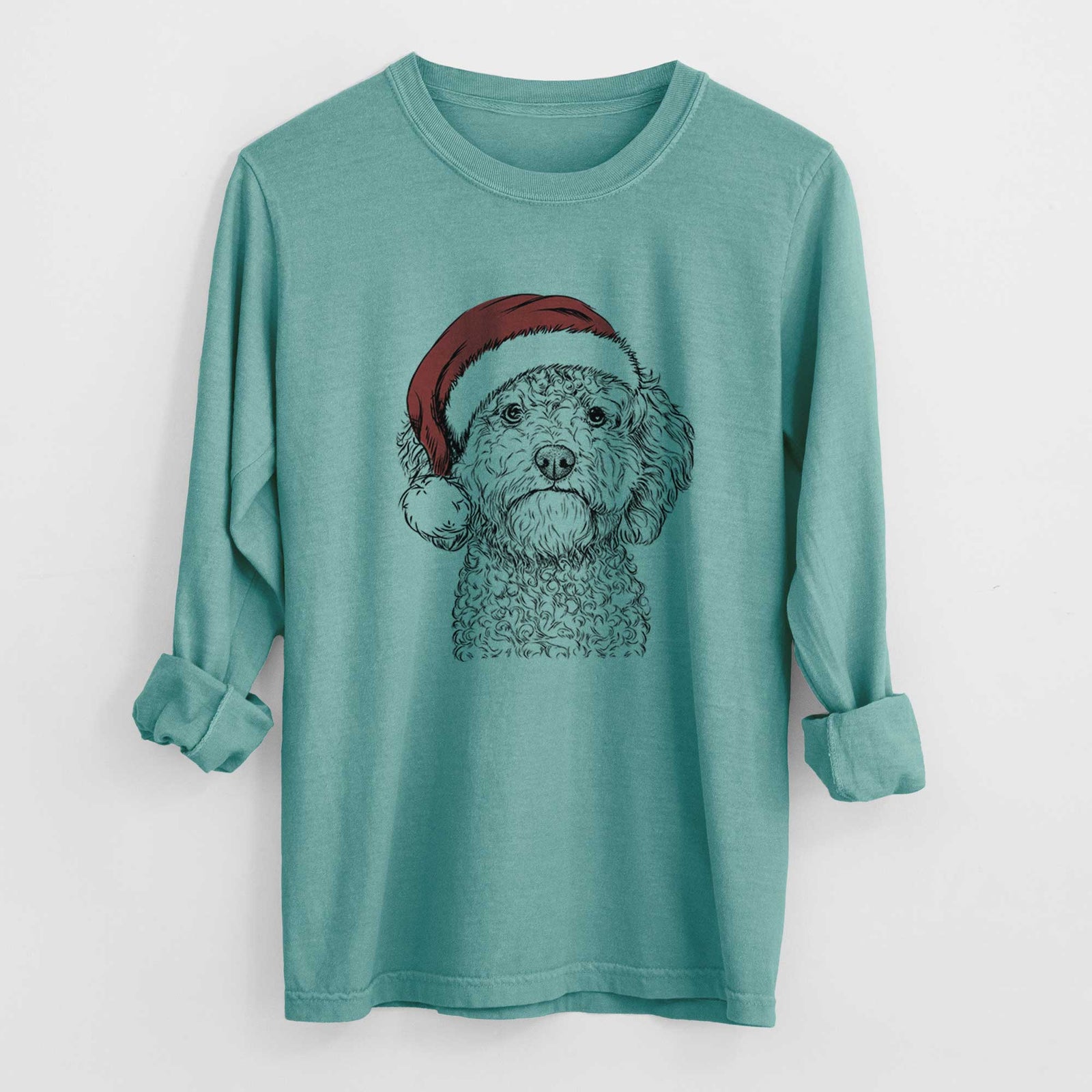 Santa Edgar the Shihpoo - Heavyweight 100% Cotton Long Sleeve