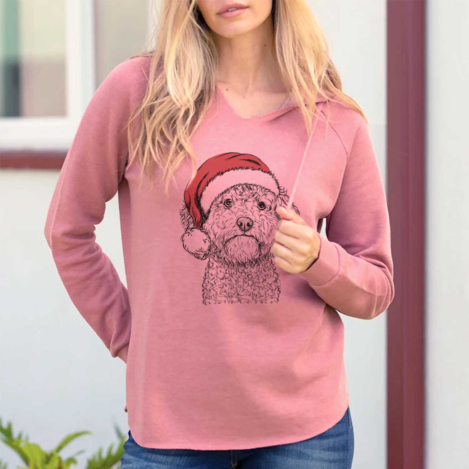 Santa Edgar the Shihpoo - Cali Wave Hooded Sweatshirt