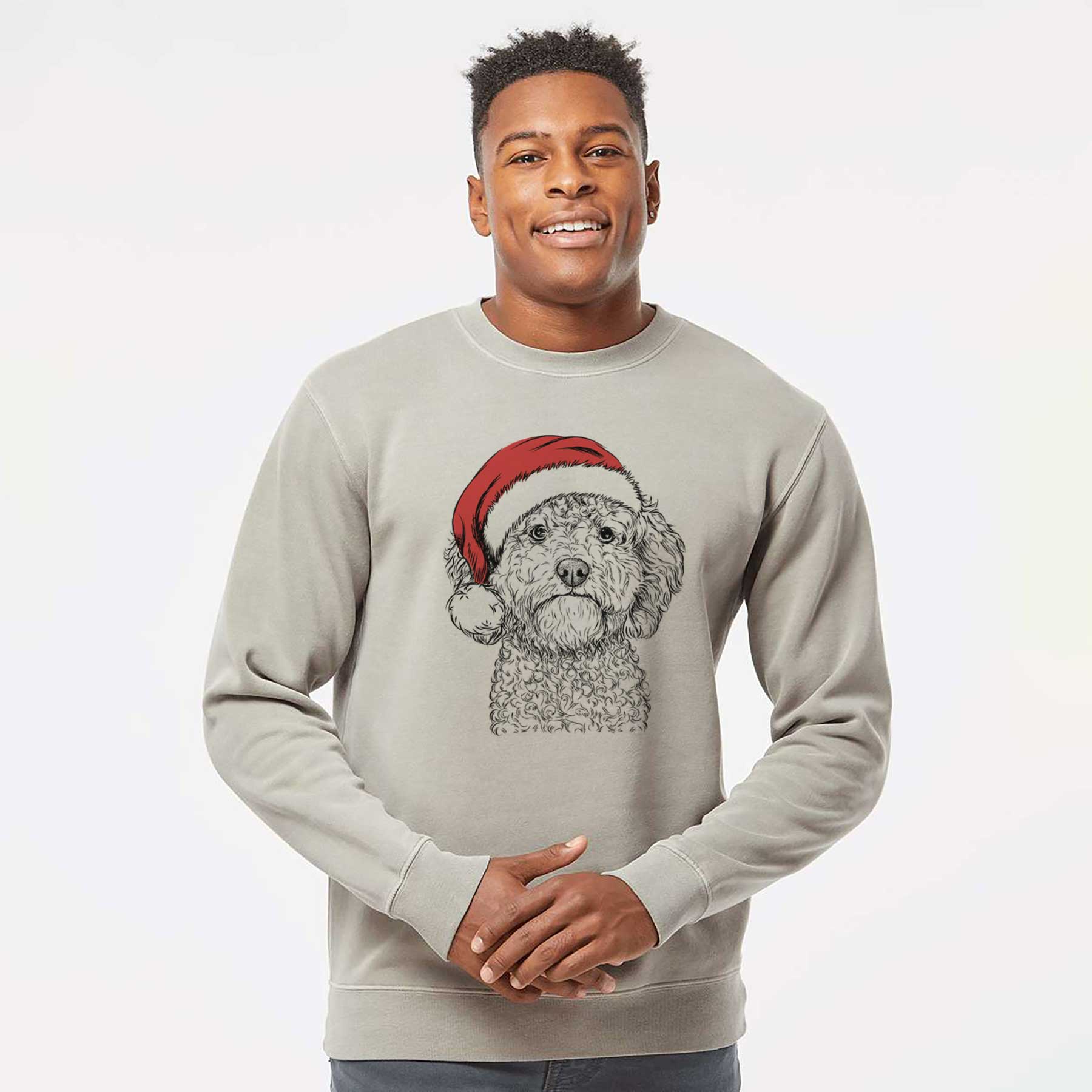 Santa Edgar the Shihpoo - Unisex Pigment Dyed Crew Sweatshirt