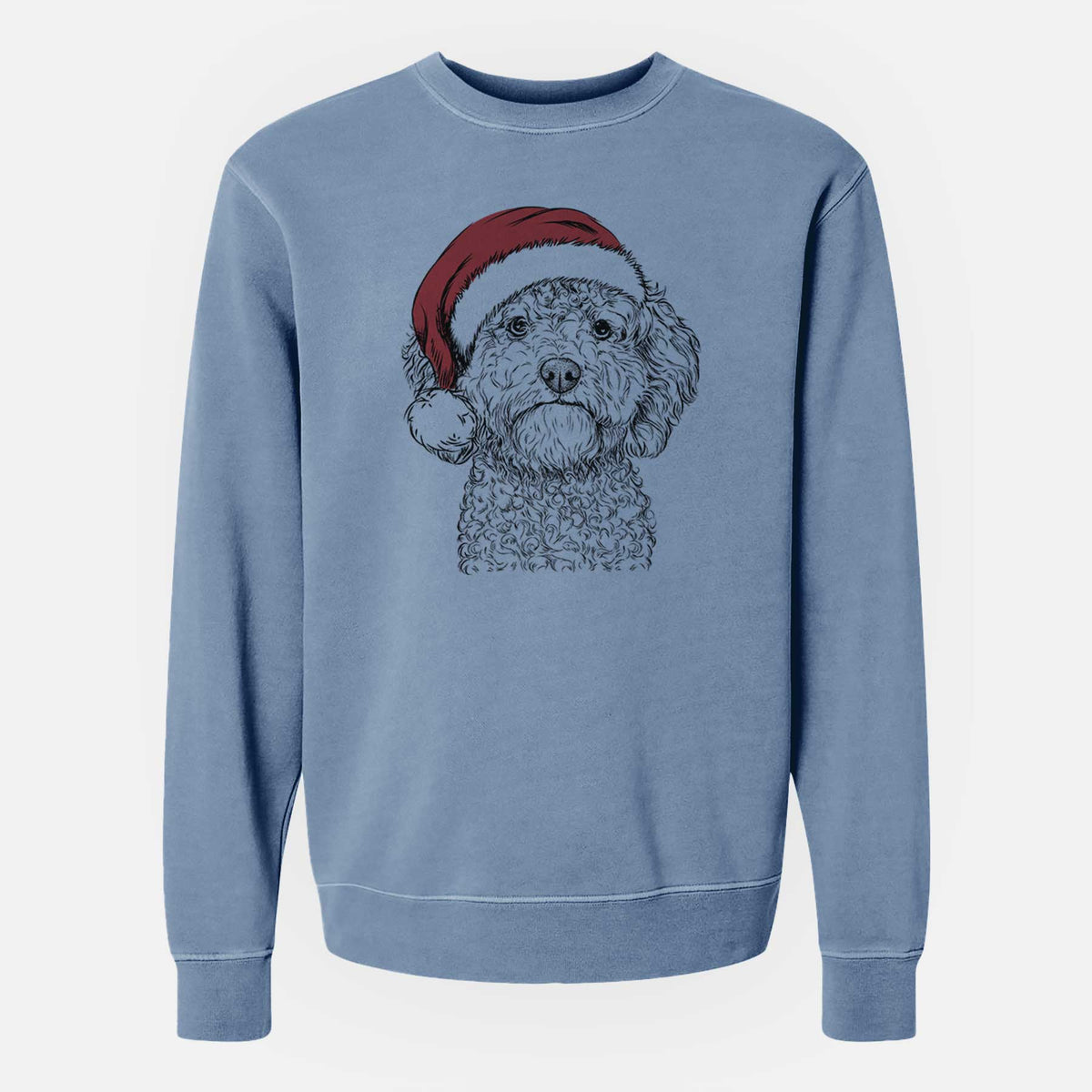 Santa Edgar the Shihpoo - Unisex Pigment Dyed Crew Sweatshirt