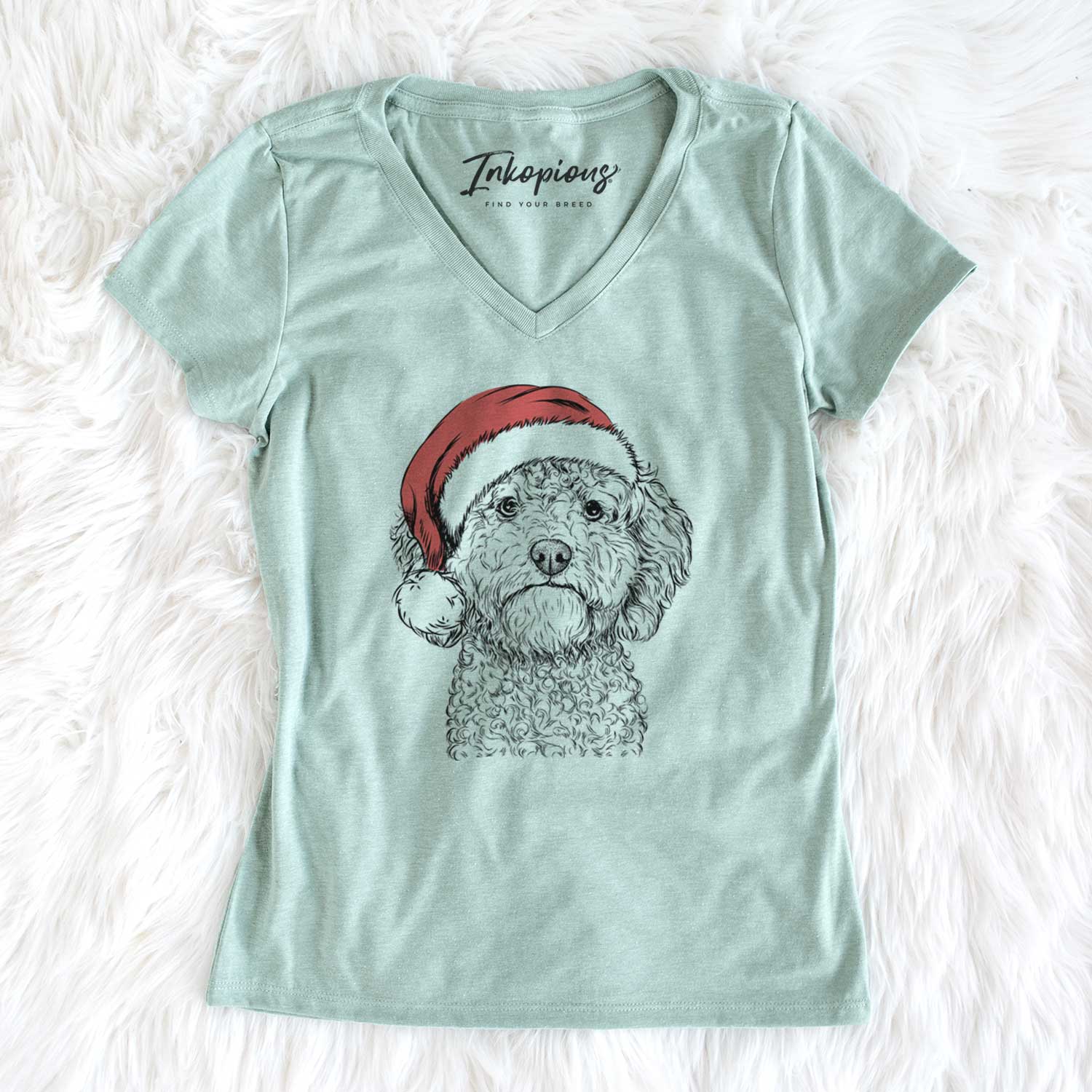 Santa Edgar the Shihpoo - Women's V-neck Shirt