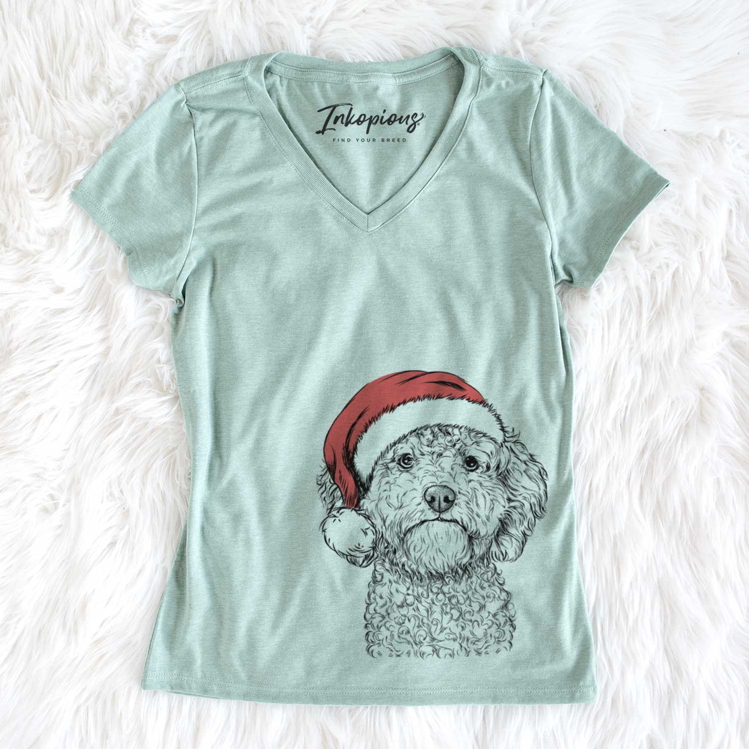 Santa Edgar the Shihpoo - Women's V-neck Shirt