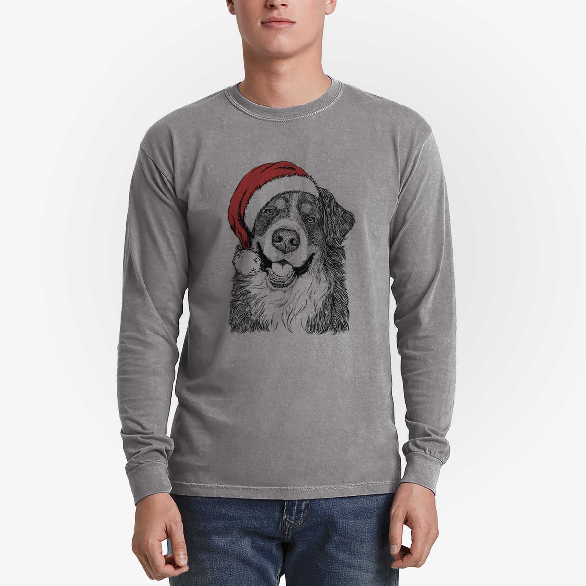 Santa Eiger the Bernese Mountain Dog - Heavyweight 100% Cotton Long Sleeve