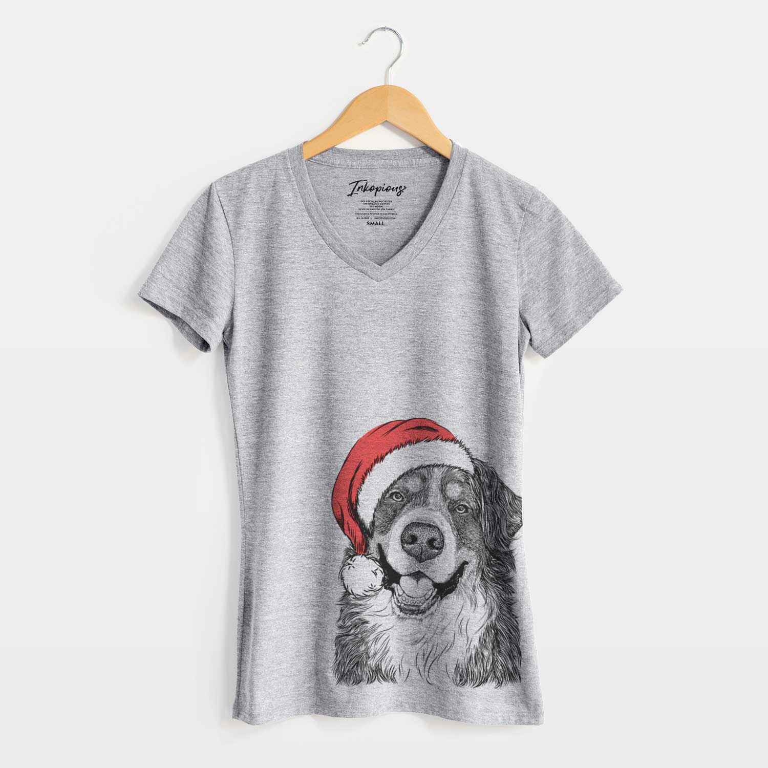 Santa Eiger the Bernese Mountain Dog - Women's V-neck Shirt