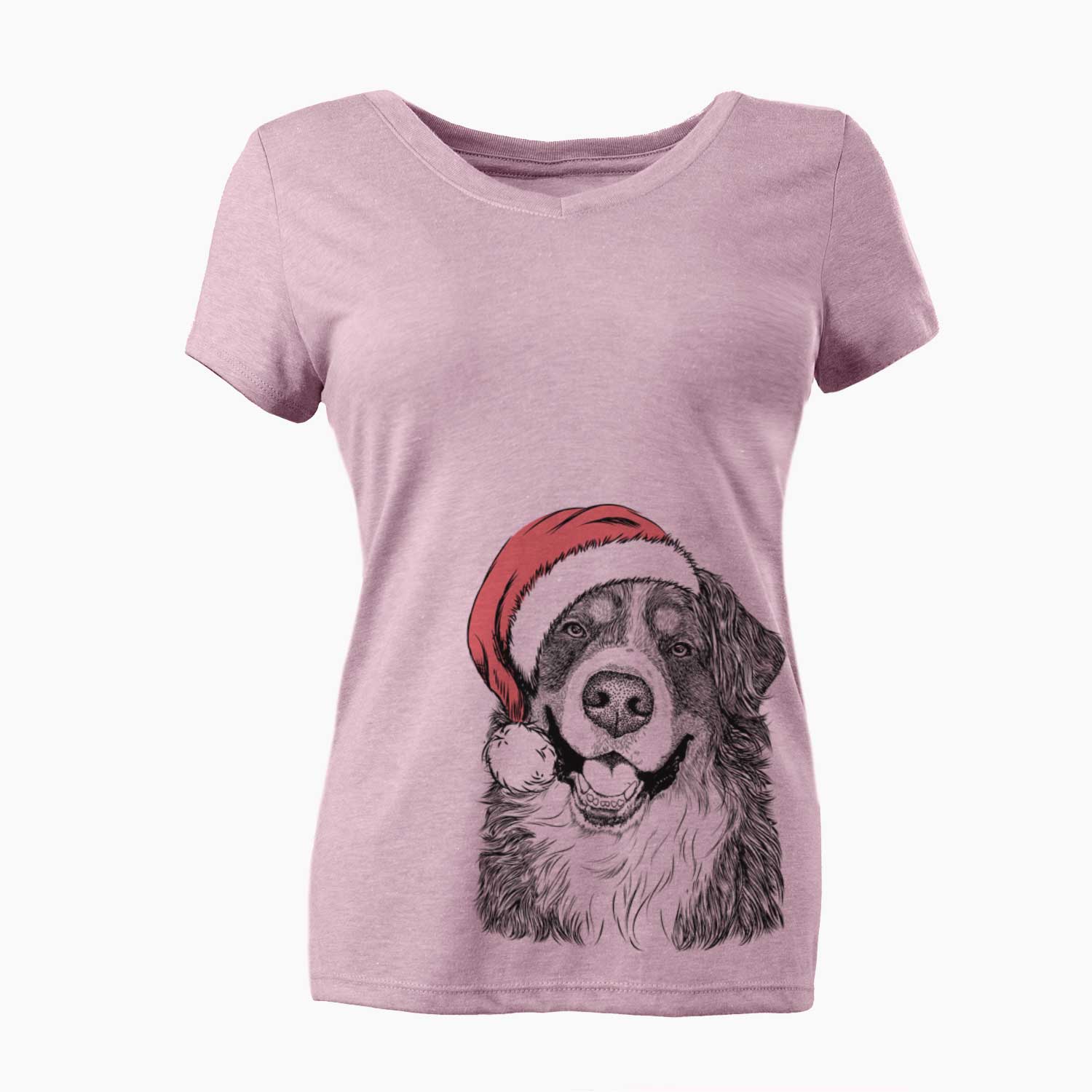 Santa Eiger the Bernese Mountain Dog - Women's V-neck Shirt