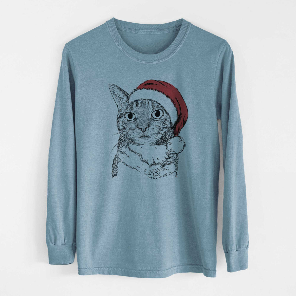 Santa Eleanor the Domestic Shorthair Cat - Heavyweight 100% Cotton Long Sleeve