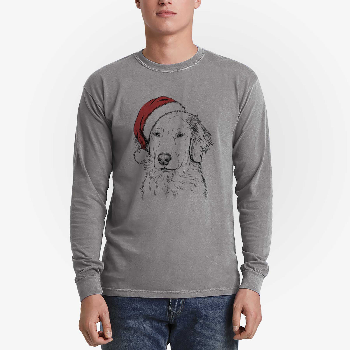 Santa Eli the Golden Retriever - Heavyweight 100% Cotton Long Sleeve