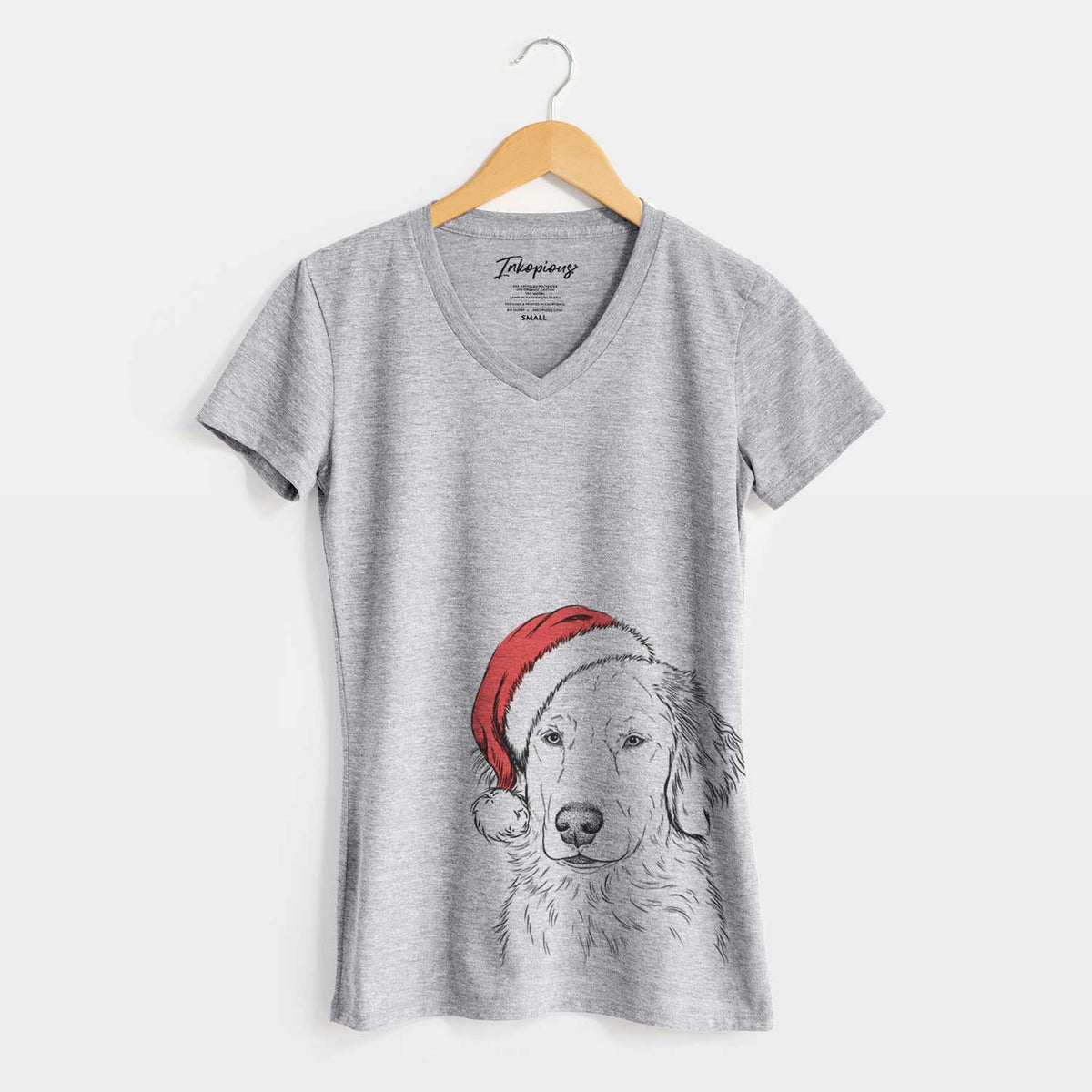 Santa Eli the Golden Retriever - Women's V-neck Shirt
