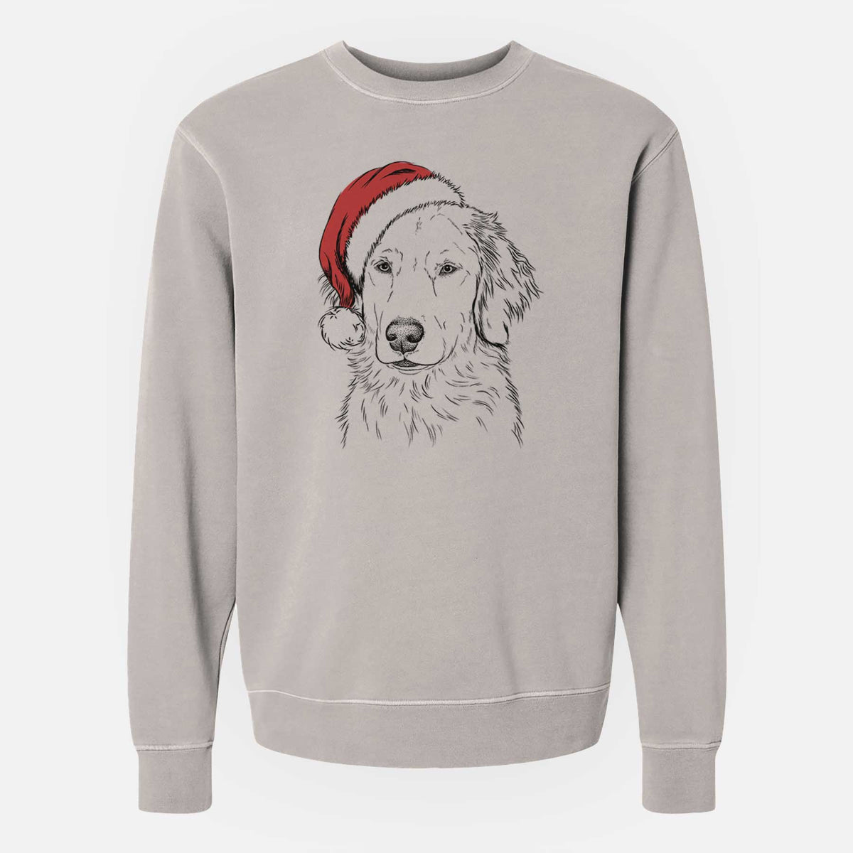Santa Eli the Golden Retriever - Unisex Pigment Dyed Crew Sweatshirt