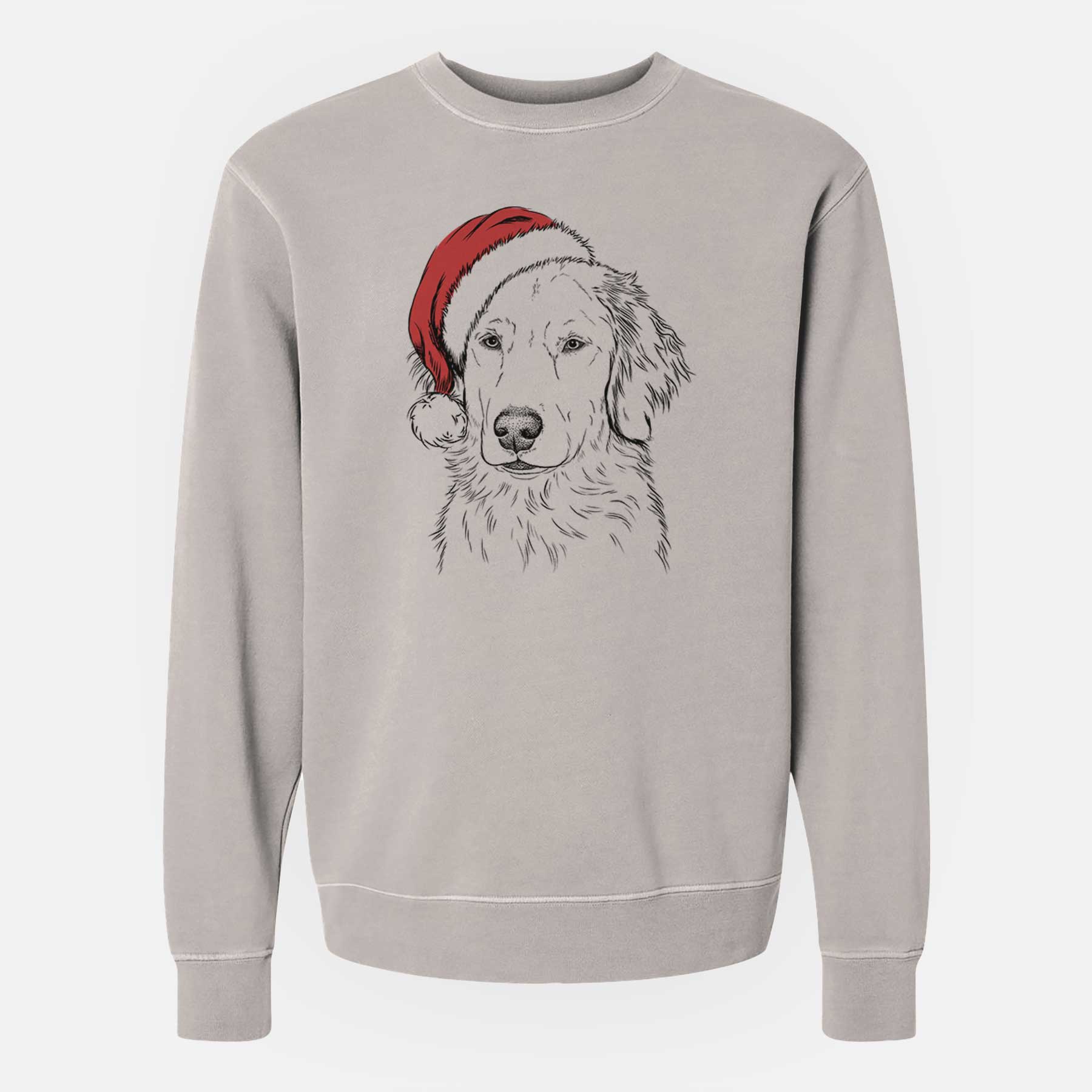 Santa Eli the Golden Retriever - Unisex Pigment Dyed Crew Sweatshirt