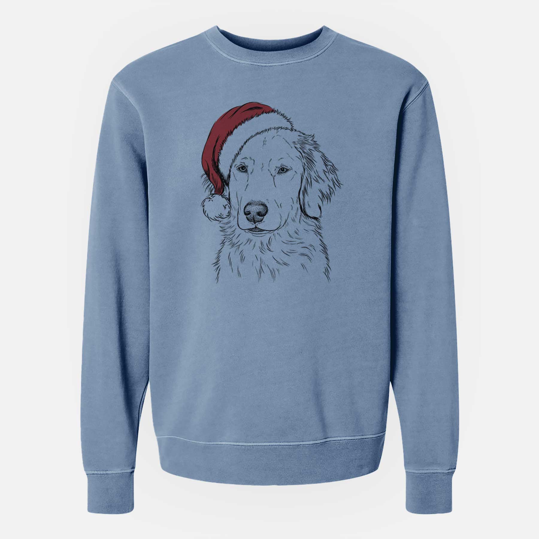 Santa Eli the Golden Retriever - Unisex Pigment Dyed Crew Sweatshirt