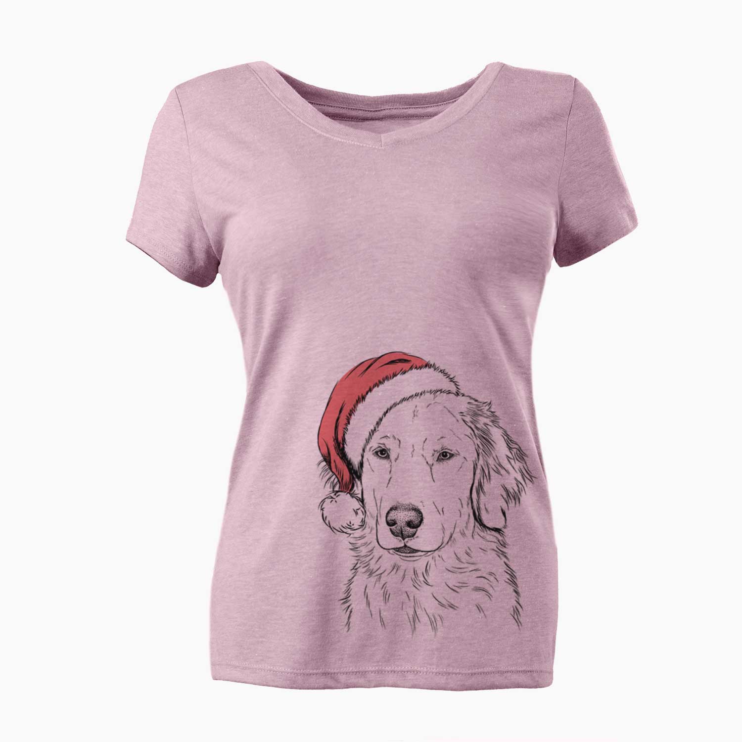 Santa Eli the Golden Retriever - Women's V-neck Shirt