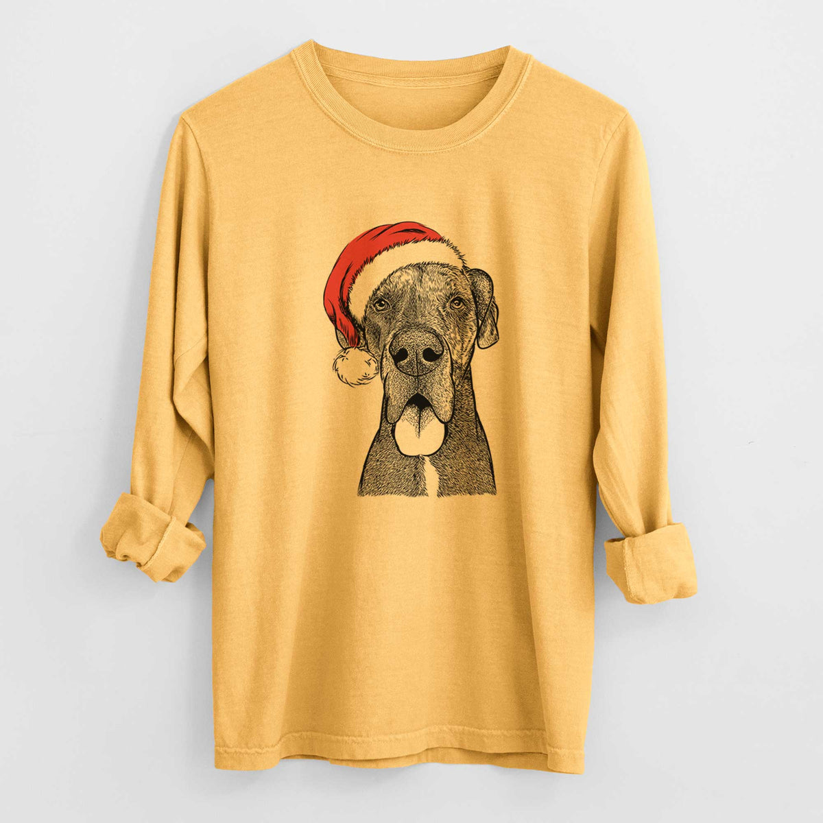 Santa Eli the Great Dane - Heavyweight 100% Cotton Long Sleeve