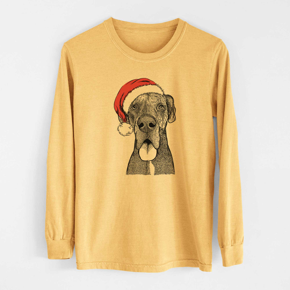 Santa Eli the Great Dane - Heavyweight 100% Cotton Long Sleeve