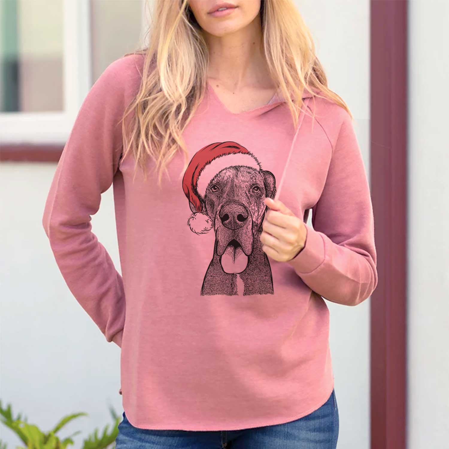 Santa Eli the Great Dane - Cali Wave Hooded Sweatshirt