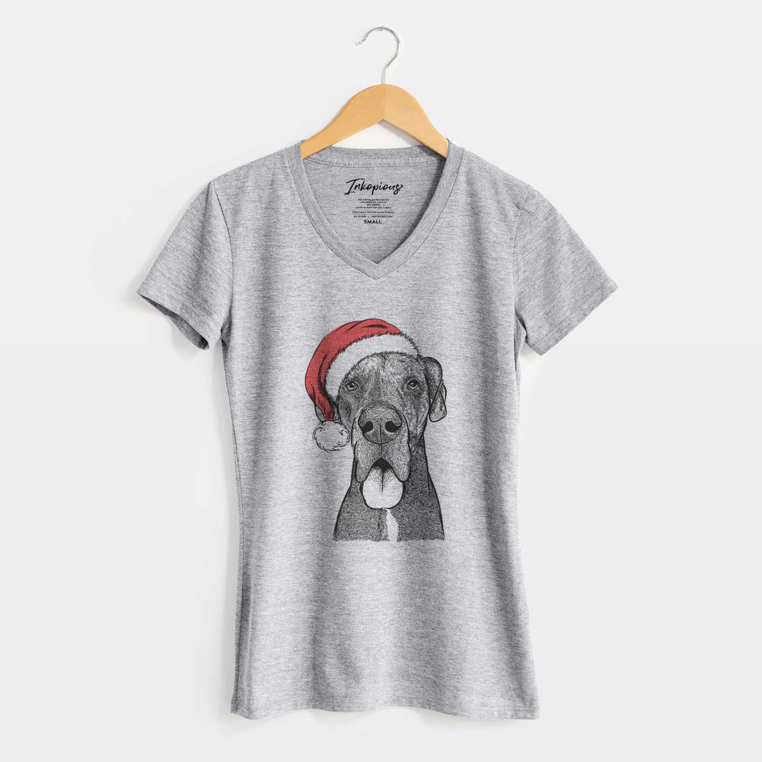 Santa Eli the Great Dane - Women's V-neck Shirt