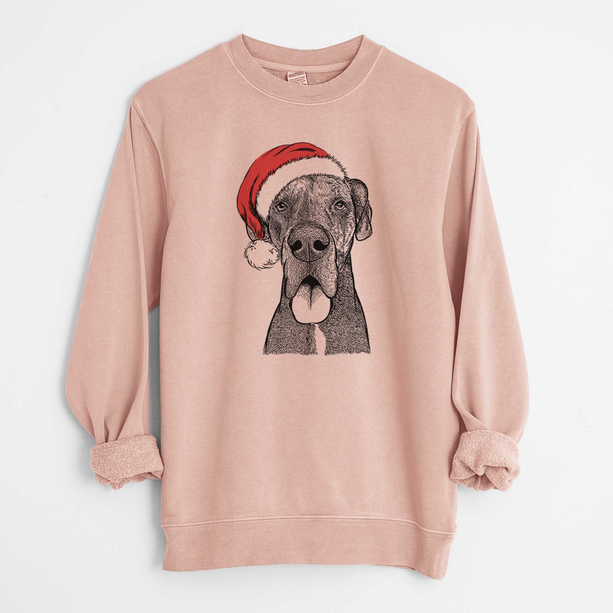 Santa Eli the Great Dane - Unisex Pigment Dyed Crew Sweatshirt