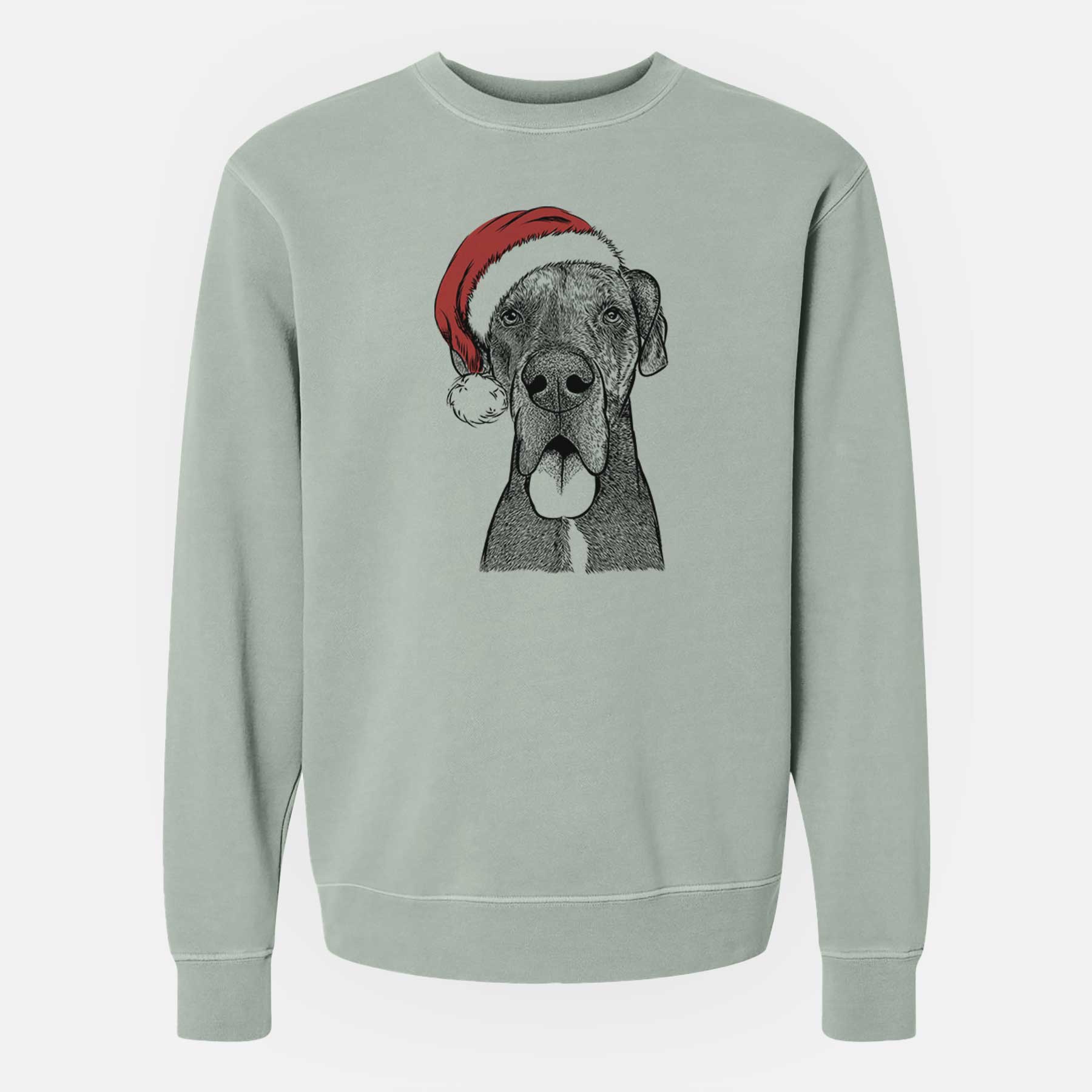 Santa Eli the Great Dane - Unisex Pigment Dyed Crew Sweatshirt