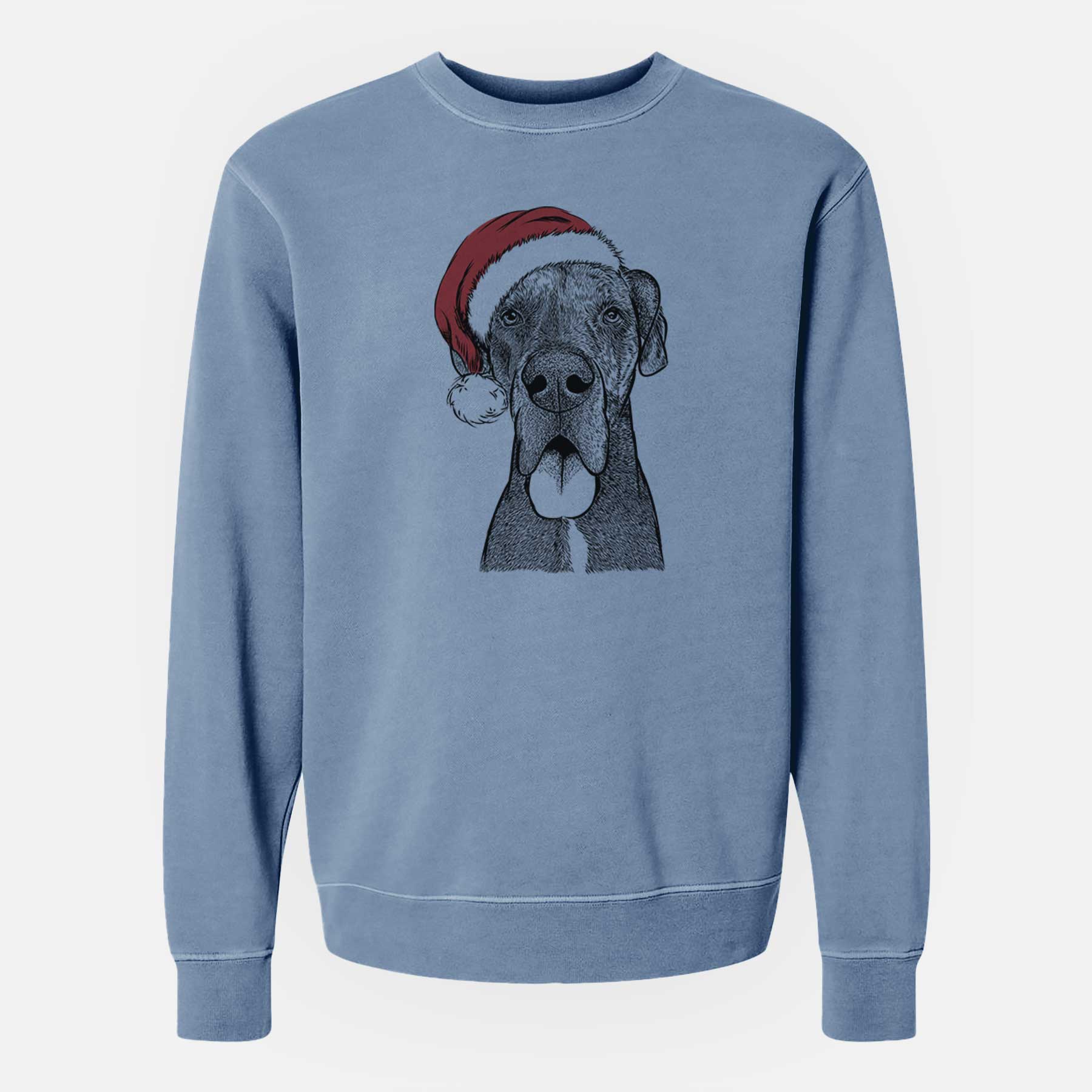 Santa Eli the Great Dane - Unisex Pigment Dyed Crew Sweatshirt