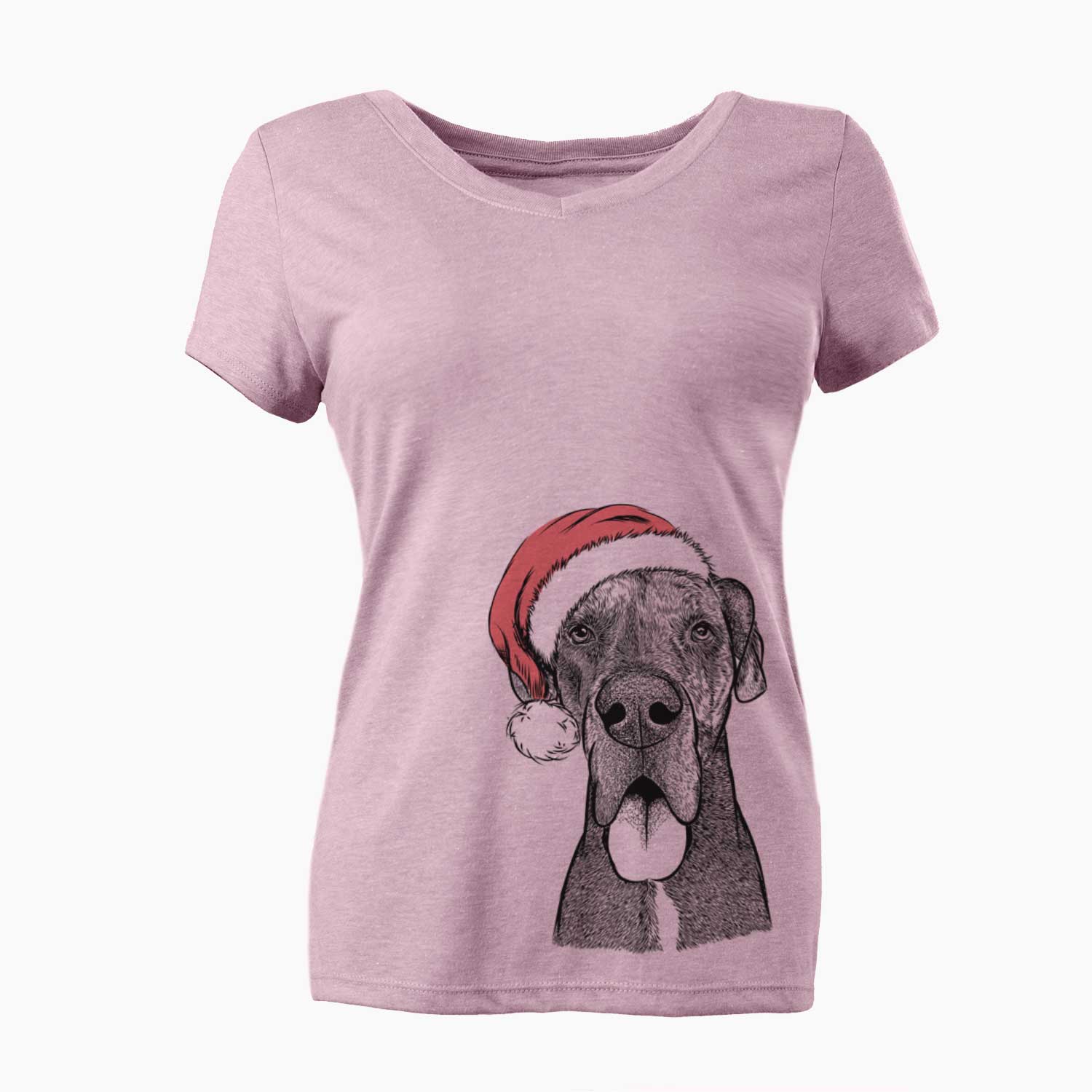 Santa Eli the Great Dane - Women's V-neck Shirt