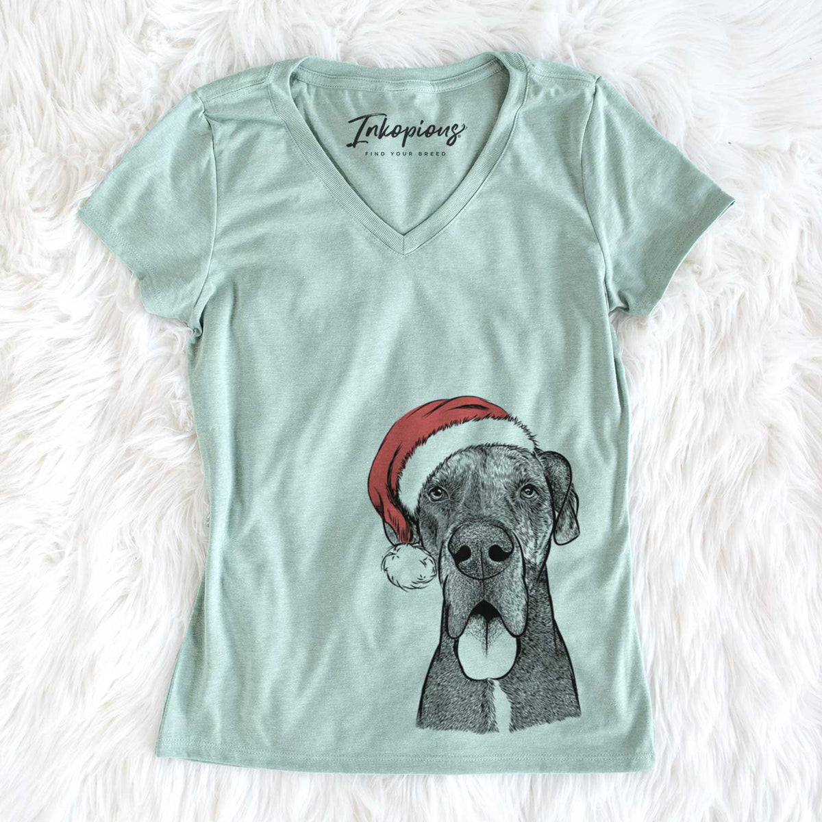 Santa Eli the Great Dane - Women&#39;s V-neck Shirt