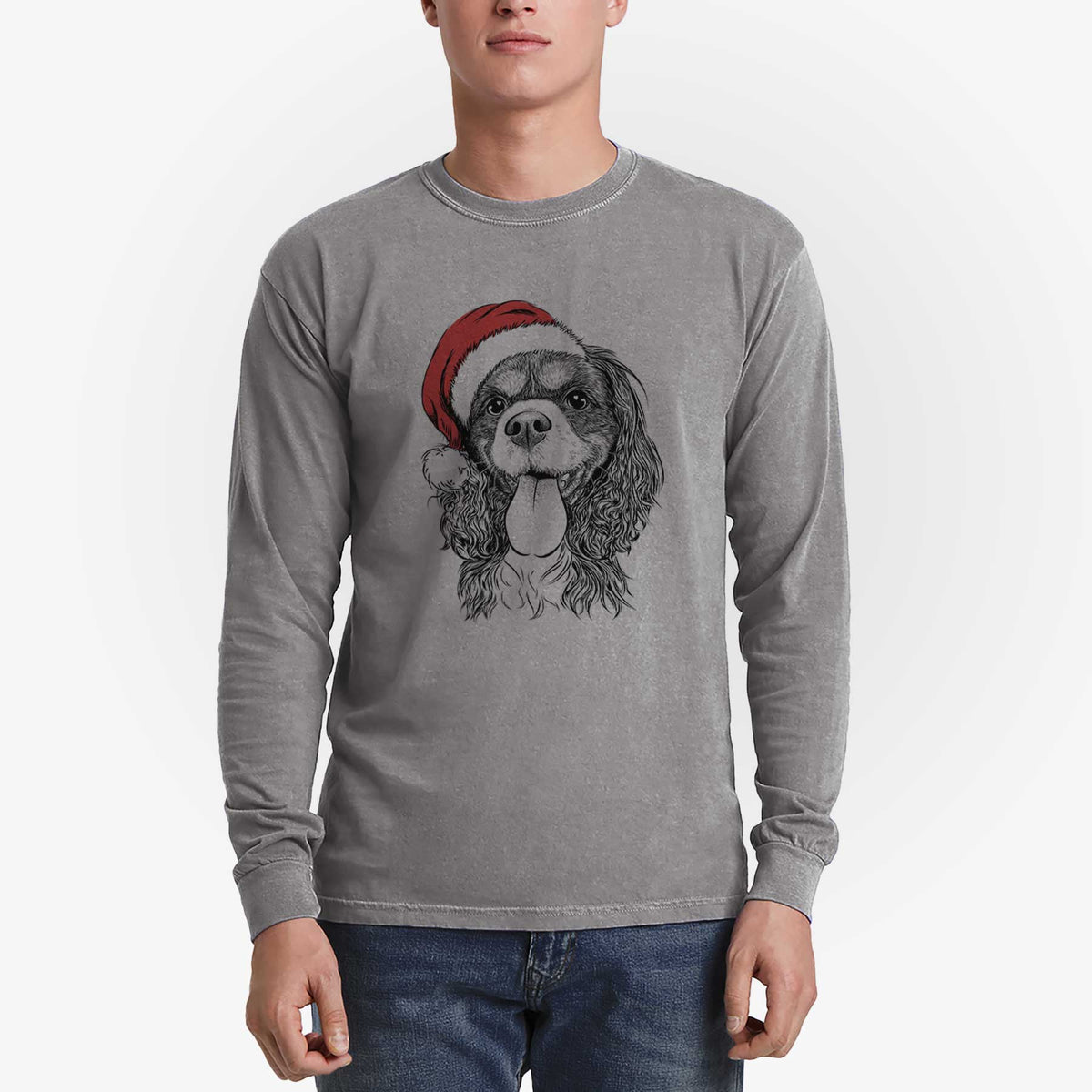 Santa Elizabeth the Cavalier King Charles Spaniel - Heavyweight 100% Cotton Long Sleeve