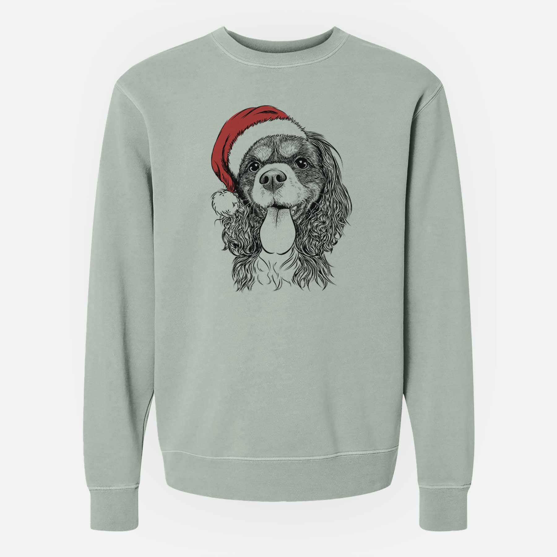 Santa Elizabeth the Cavalier King Charles Spaniel - Unisex Pigment Dyed Crew Sweatshirt