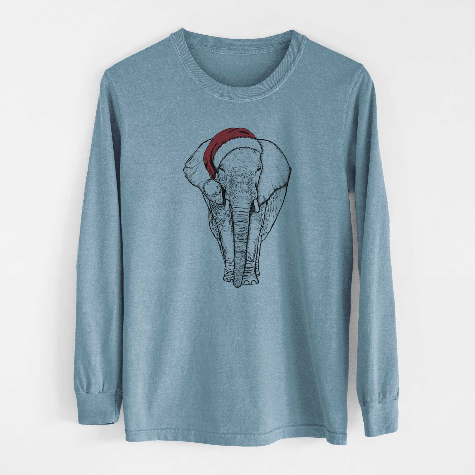 Santa Ella the Elephant - Heavyweight 100% Cotton Long Sleeve