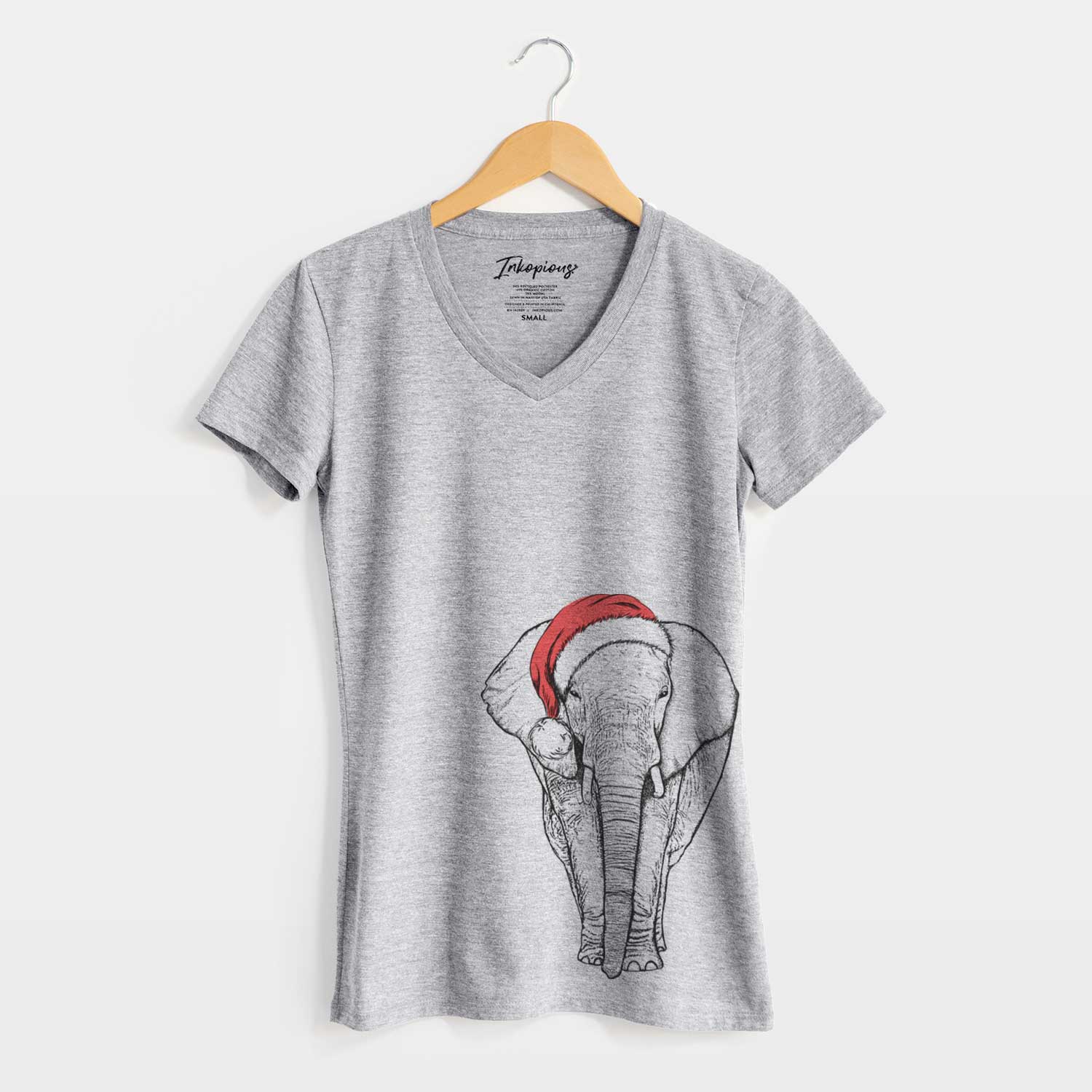 Santa Ella the Elephant - Women's V-neck Shirt