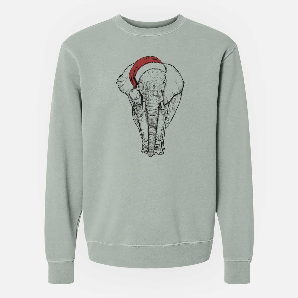 Santa Ella the Elephant - Unisex Pigment Dyed Crew Sweatshirt