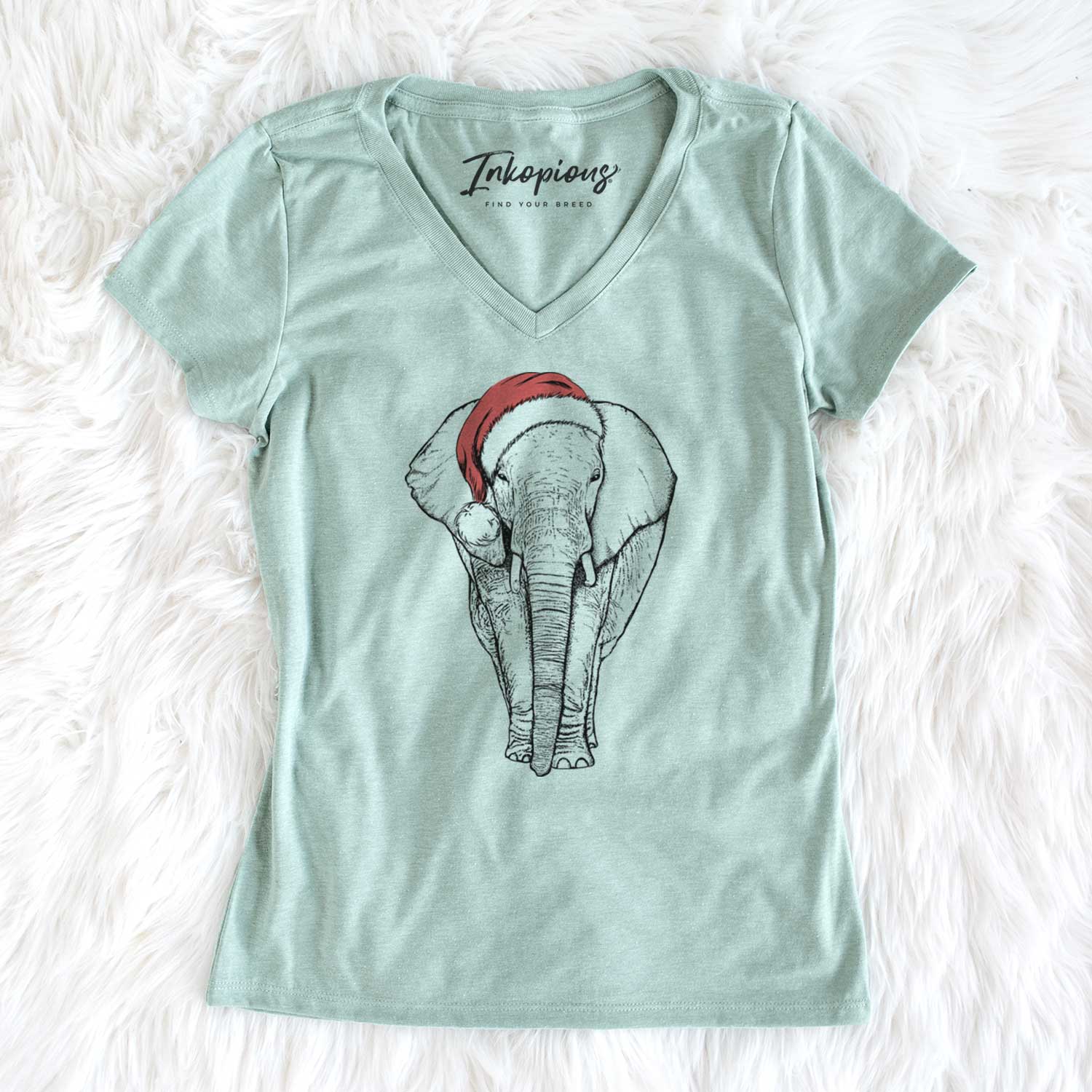 Santa Ella the Elephant - Women's V-neck Shirt