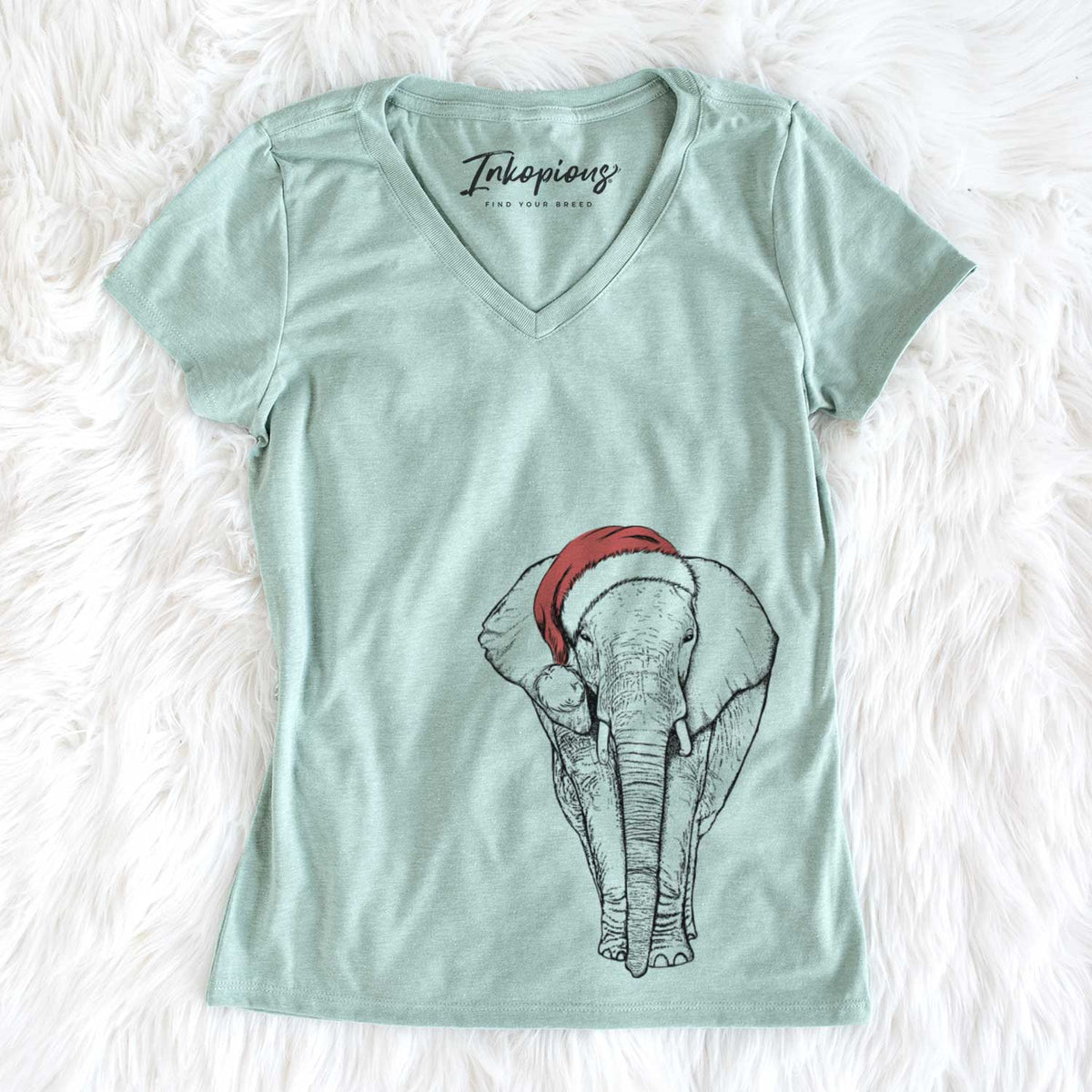 Santa Ella the Elephant - Women&#39;s V-neck Shirt