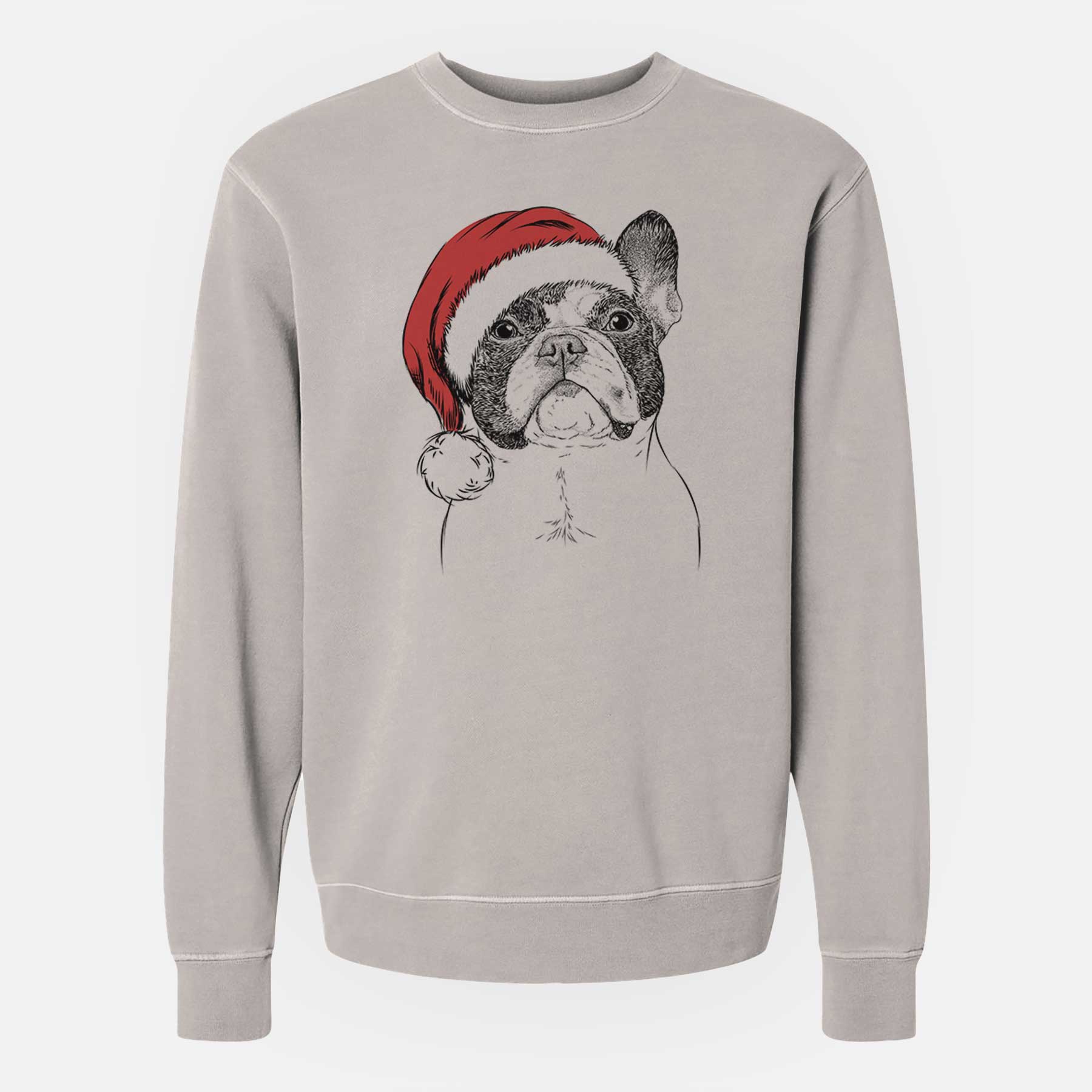 Santa Ella the French Bulldog - Unisex Pigment Dyed Crew Sweatshirt