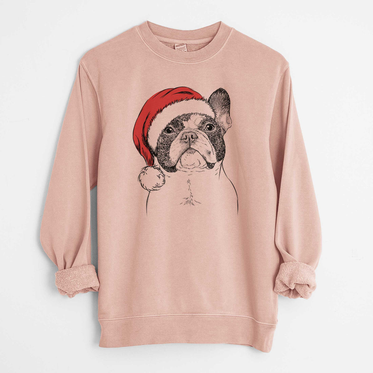Santa Ella the French Bulldog - Unisex Pigment Dyed Crew Sweatshirt
