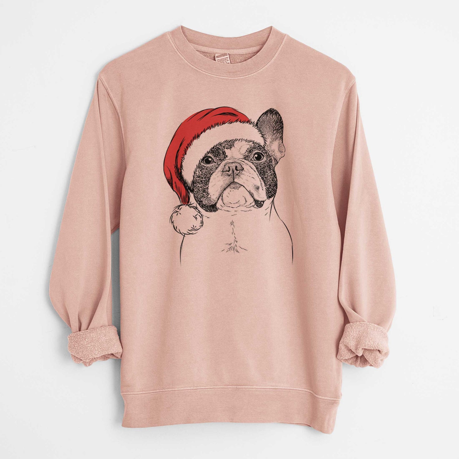 Santa Ella the French Bulldog - Unisex Pigment Dyed Crew Sweatshirt