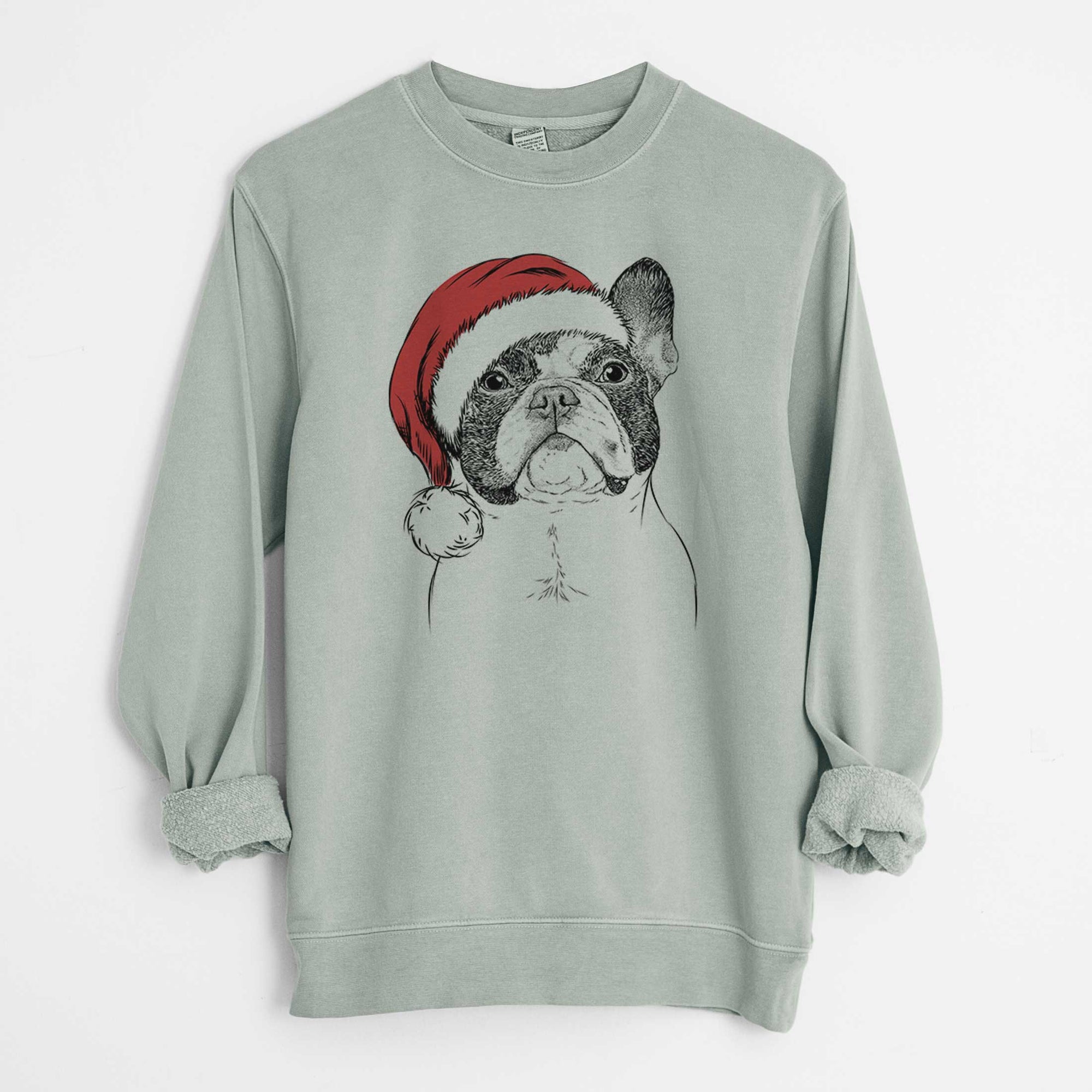 Santa Ella the French Bulldog - Unisex Pigment Dyed Crew Sweatshirt