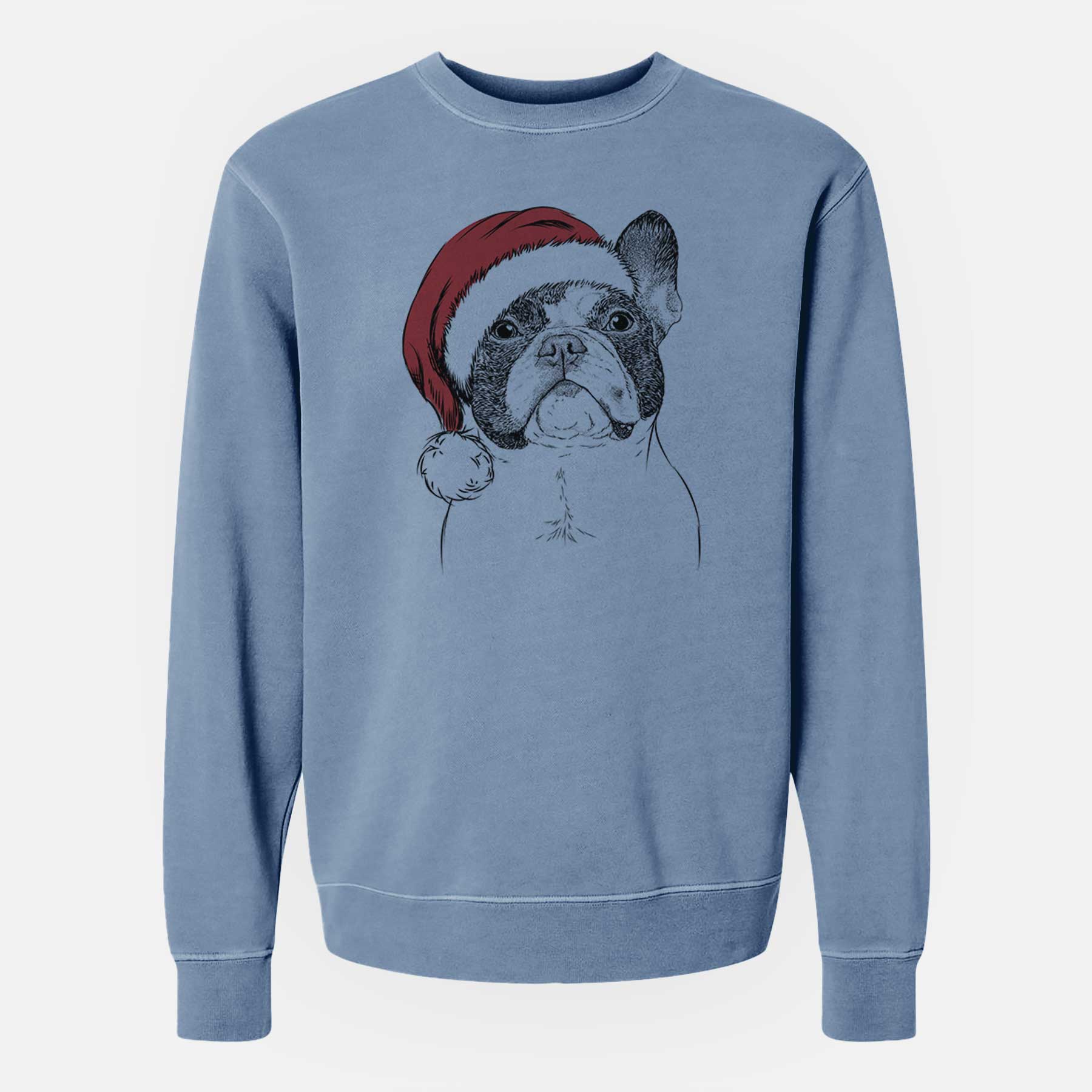 Santa Ella the French Bulldog - Unisex Pigment Dyed Crew Sweatshirt