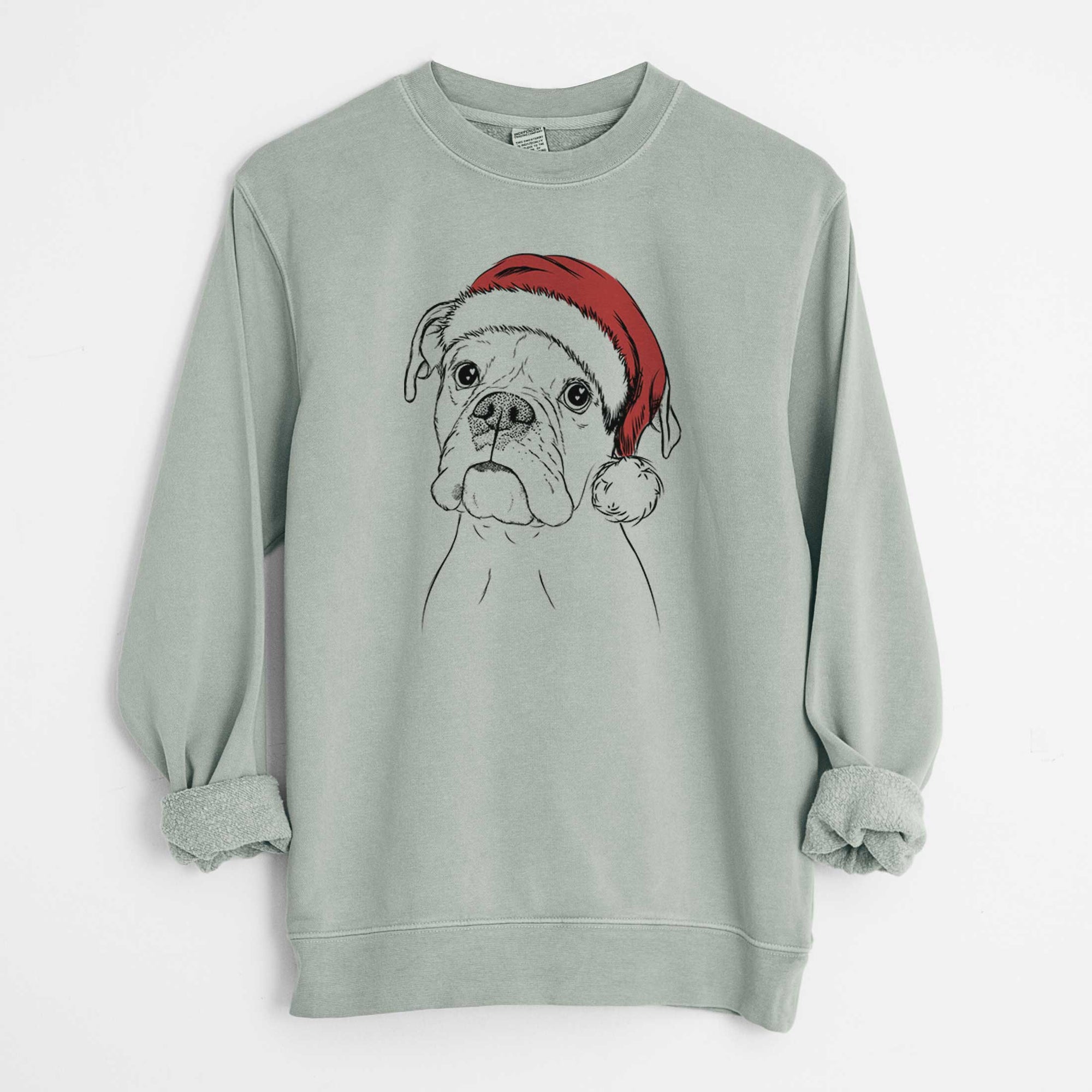 Santa Ellie the Boxer - Unisex Pigment Dyed Crew Sweatshirt