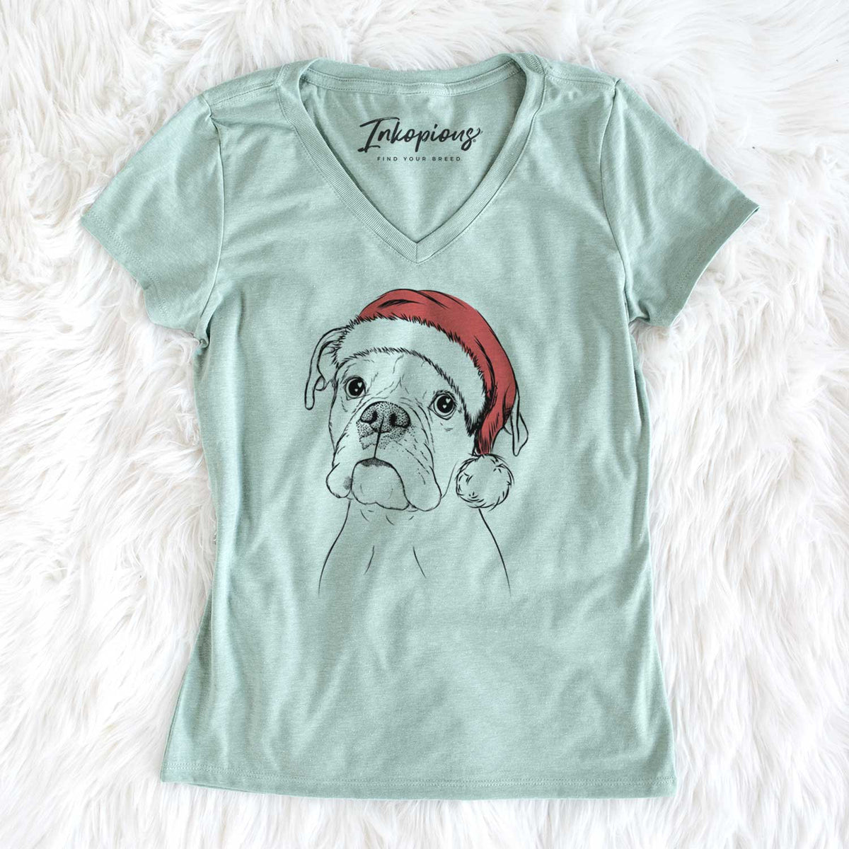 Santa Ellie the Boxer - Women's V-neck Shirt