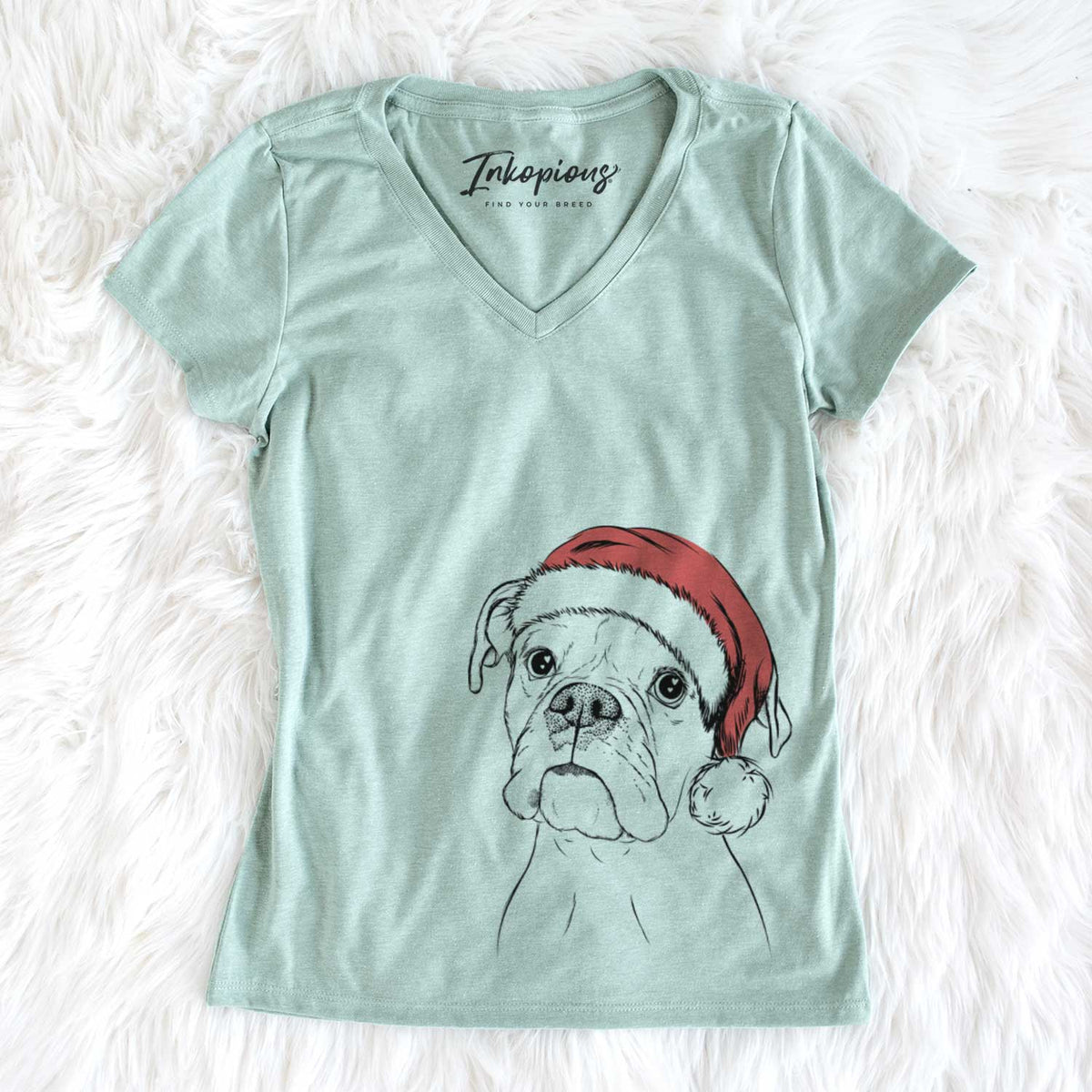 Santa Ellie the Boxer - Women's V-neck Shirt