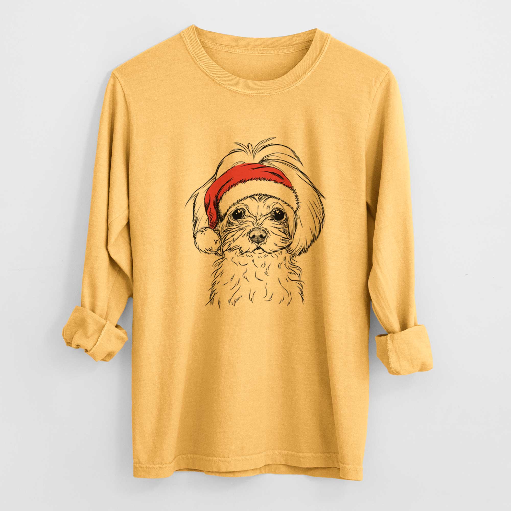 Santa Ellie the Maltese - Heavyweight 100% Cotton Long Sleeve