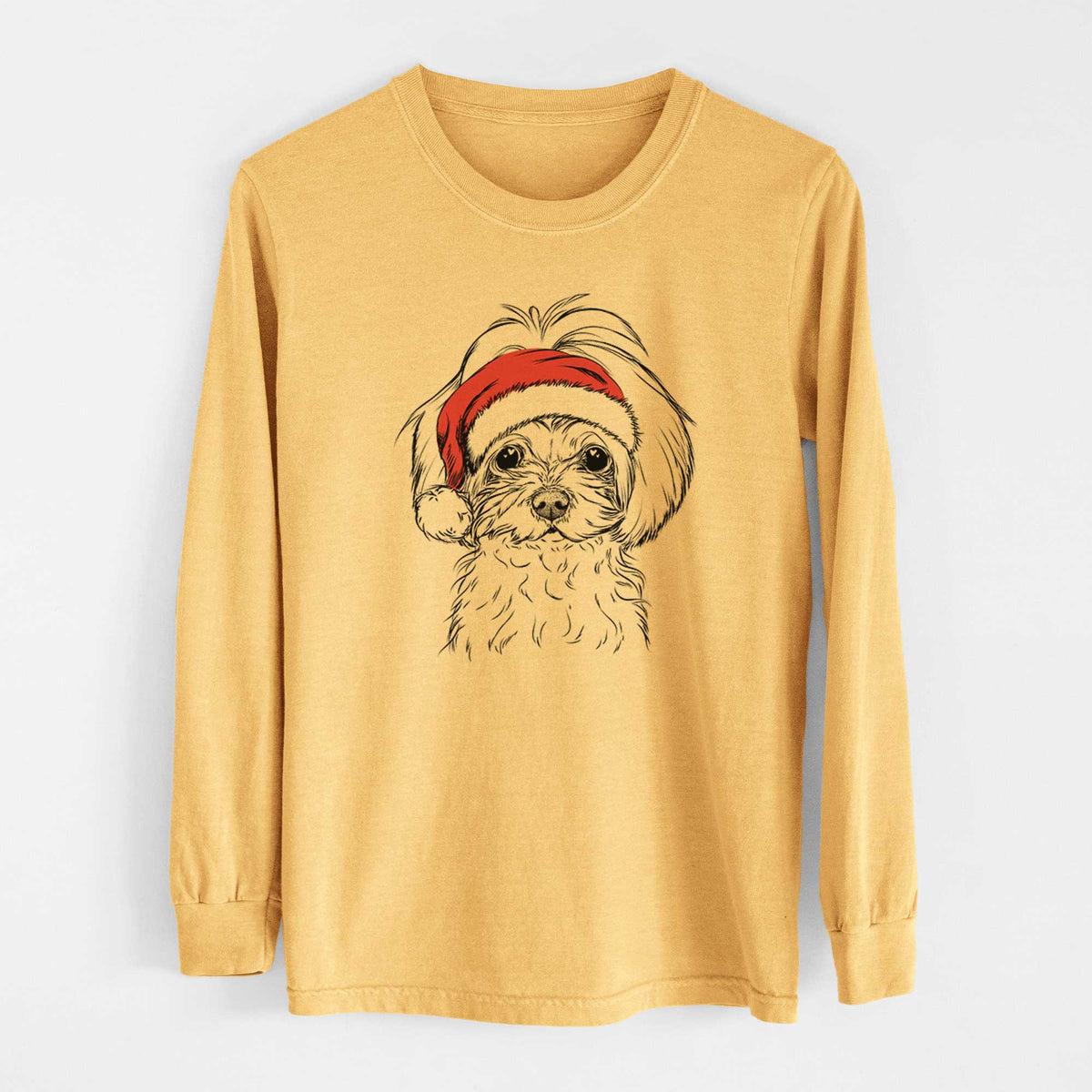 Santa Ellie the Maltese - Heavyweight 100% Cotton Long Sleeve